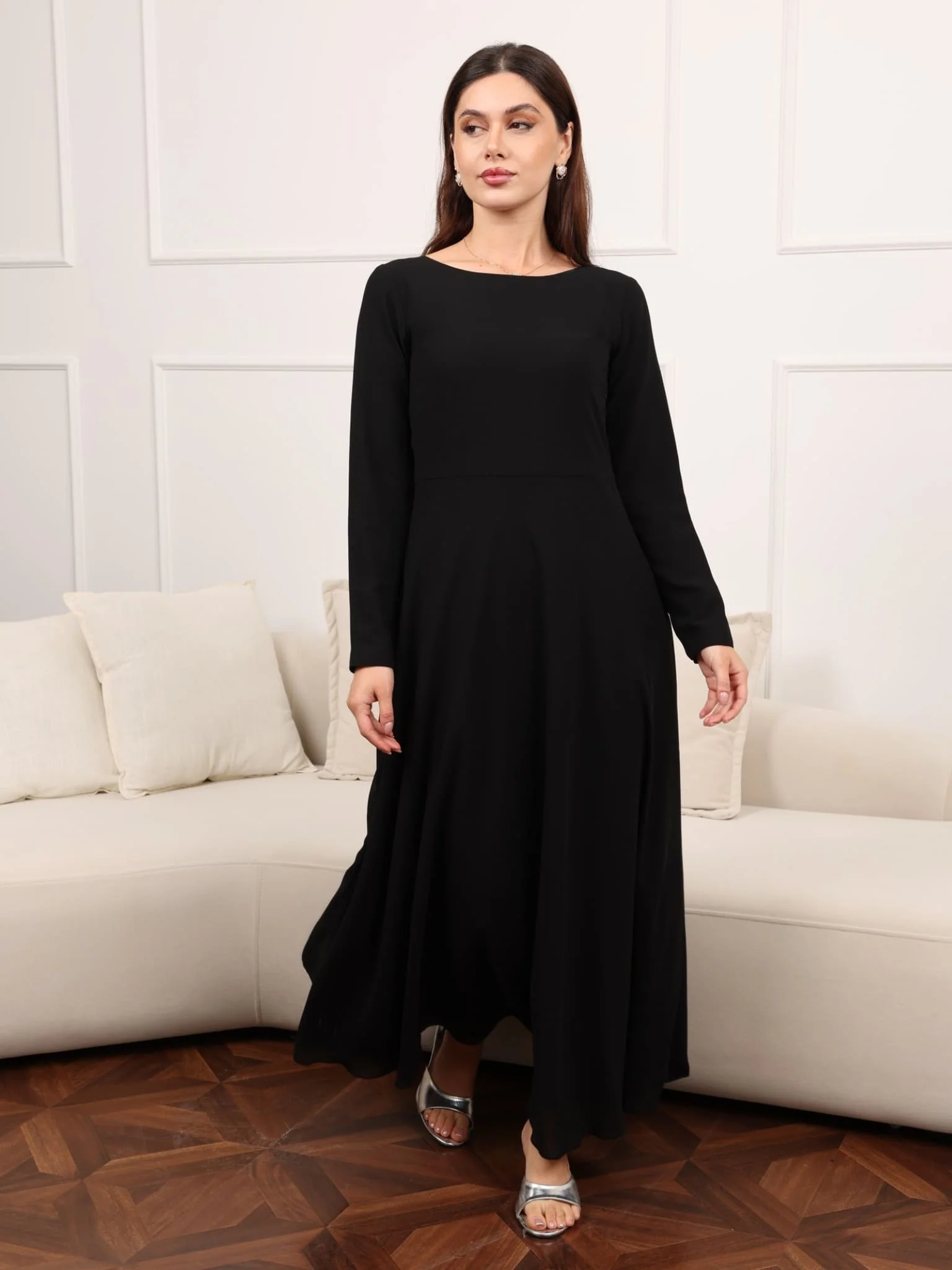 Mable Black Chiffon Dress - Image 8