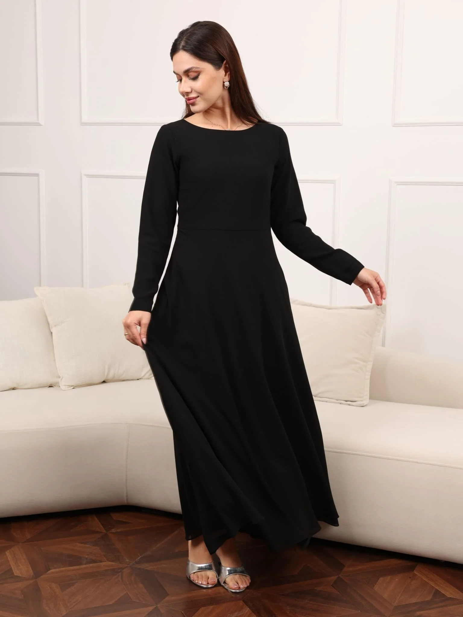 Mable Black Chiffon Dress - Image 9