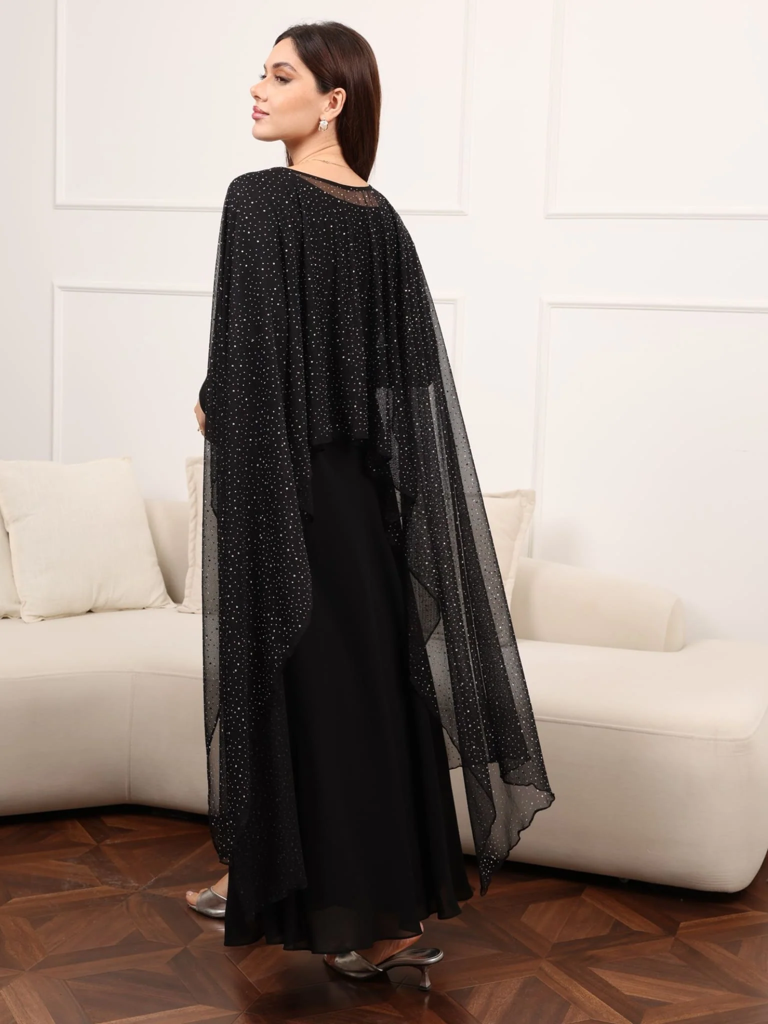 Mable Black Rhinestone Cape - Image 3