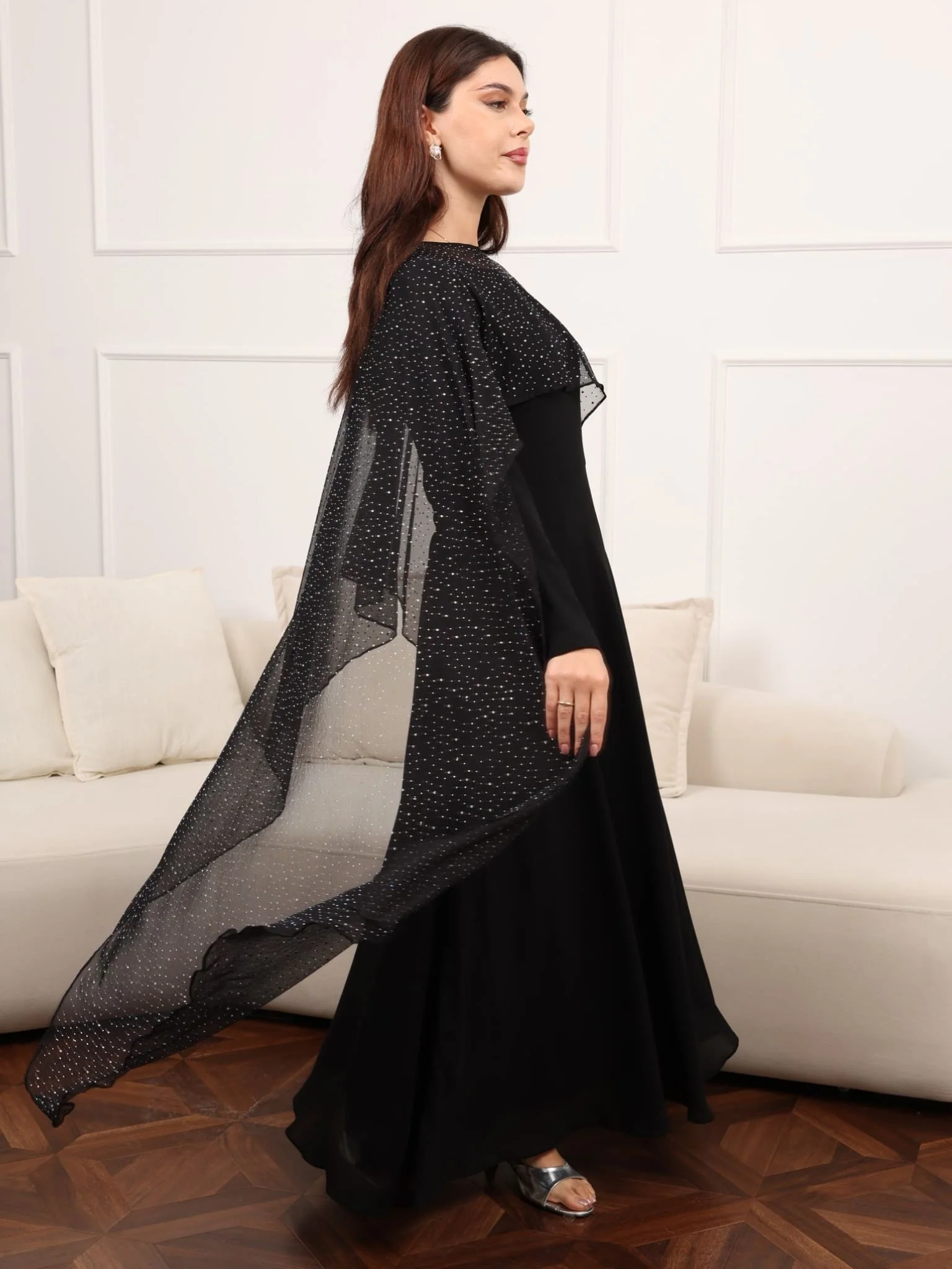 Mable Black Rhinestone Cape - Image 4