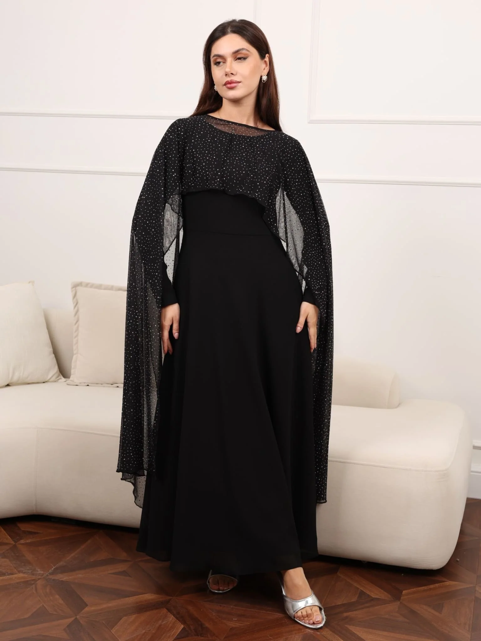 Mable Black Rhinestone Cape - Image 5