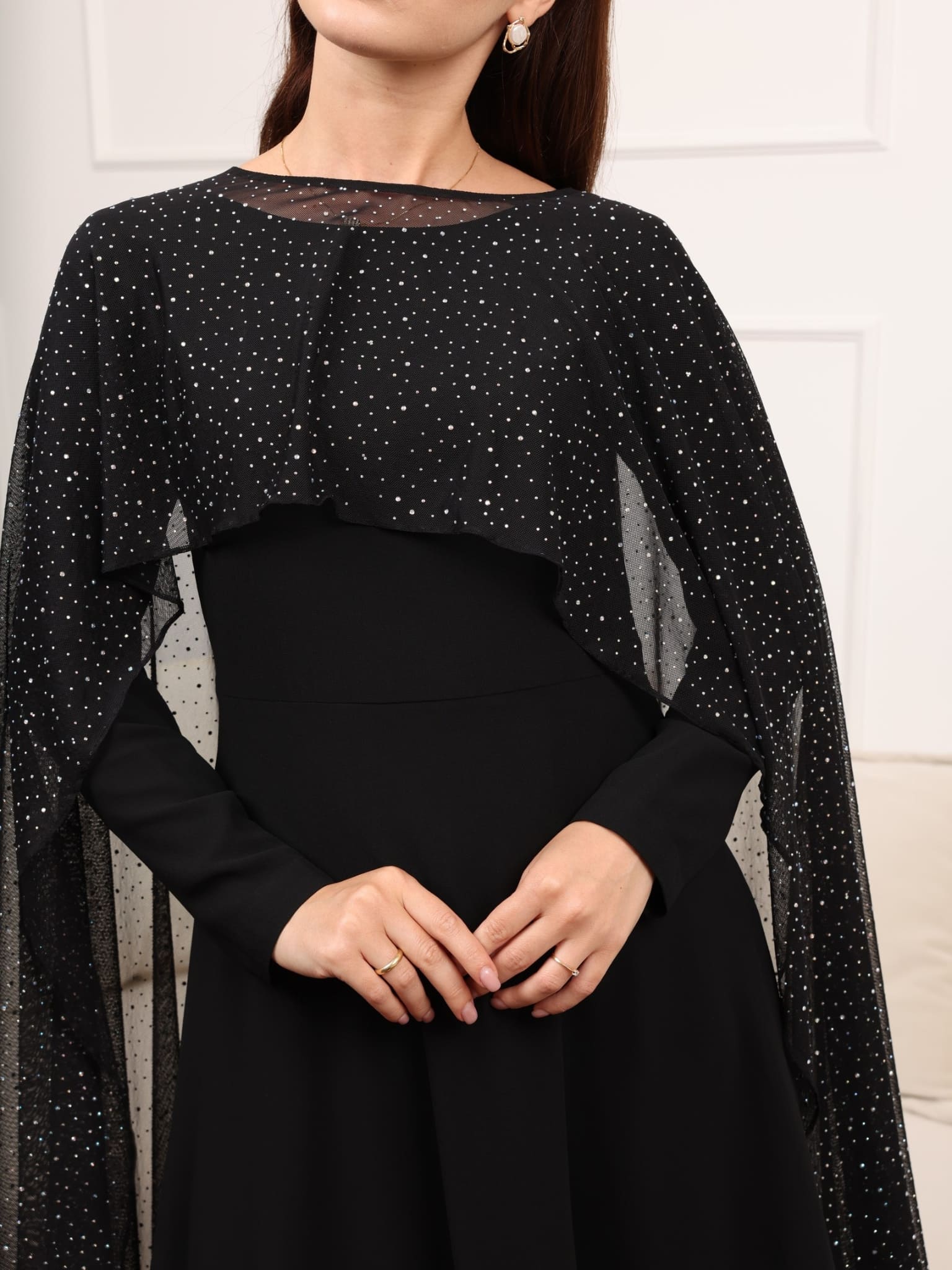 Mable Black Rhinestone Cape - Image 6