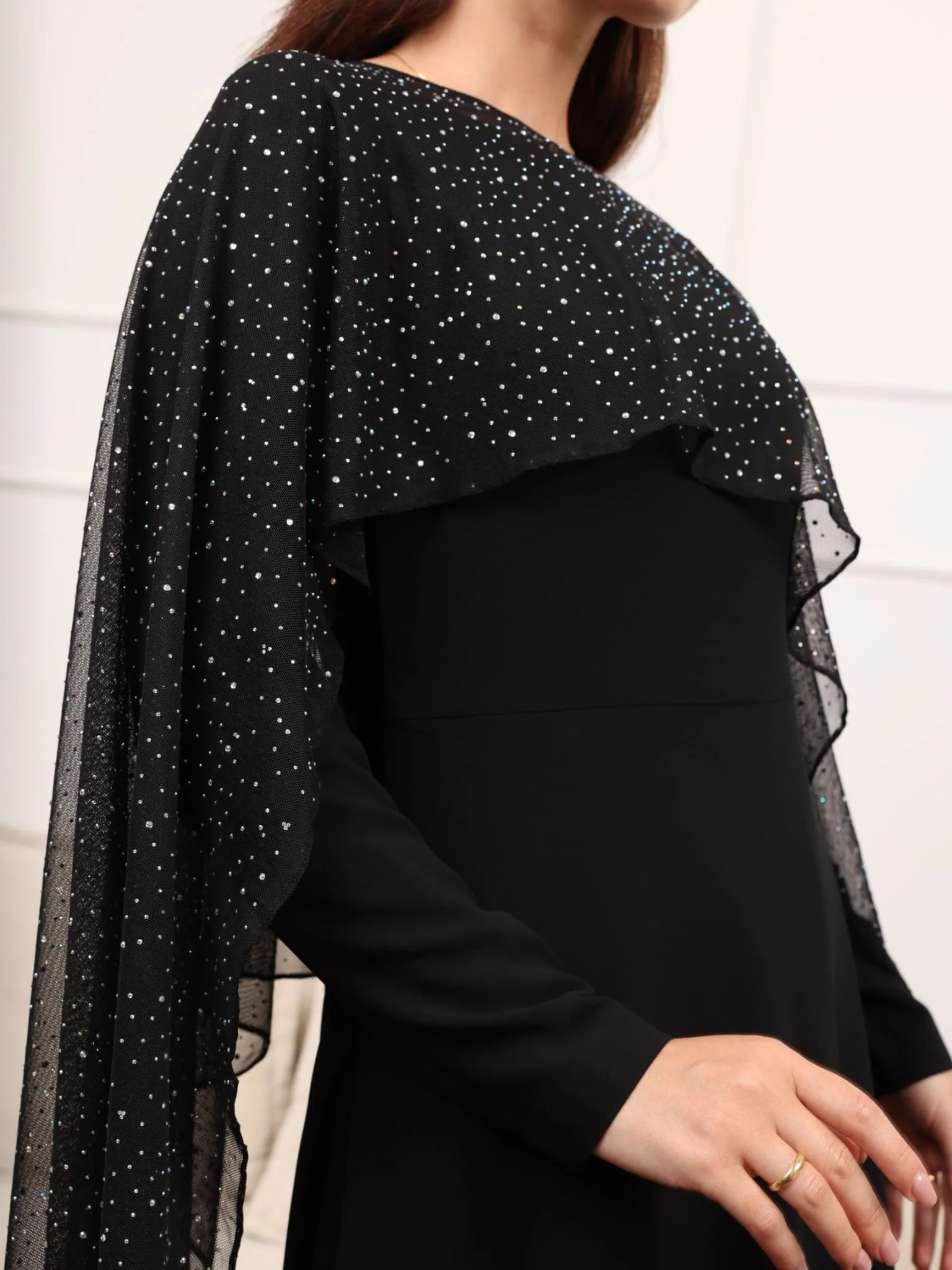 Mable Black Rhinestone Cape - Image 7