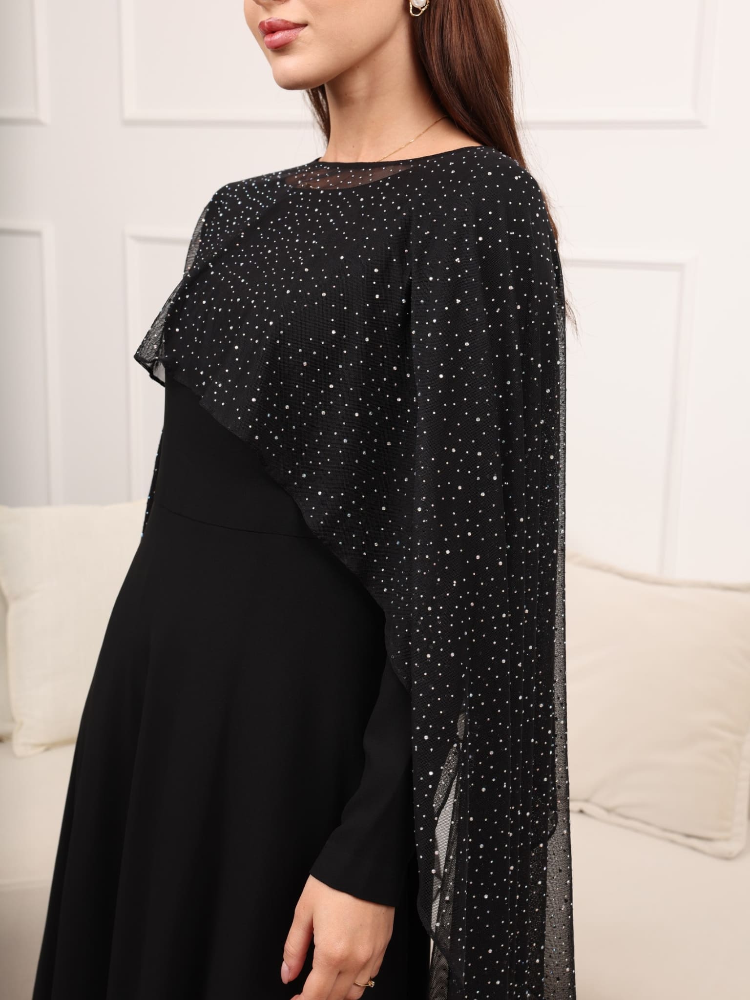 Mable Black Rhinestone Cape - Image 8