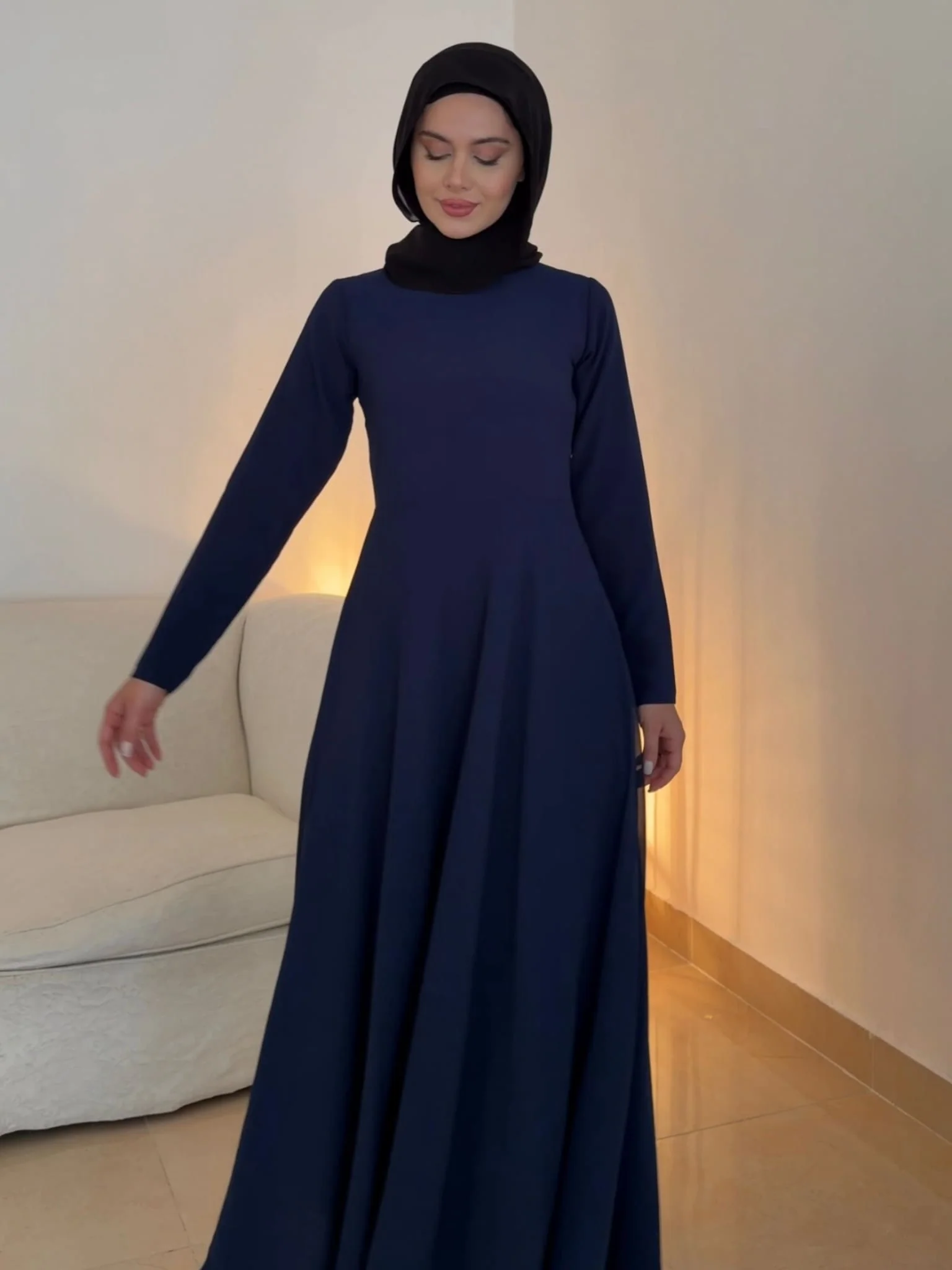 Mable Navy Blue Chiffon Dress - Image 3