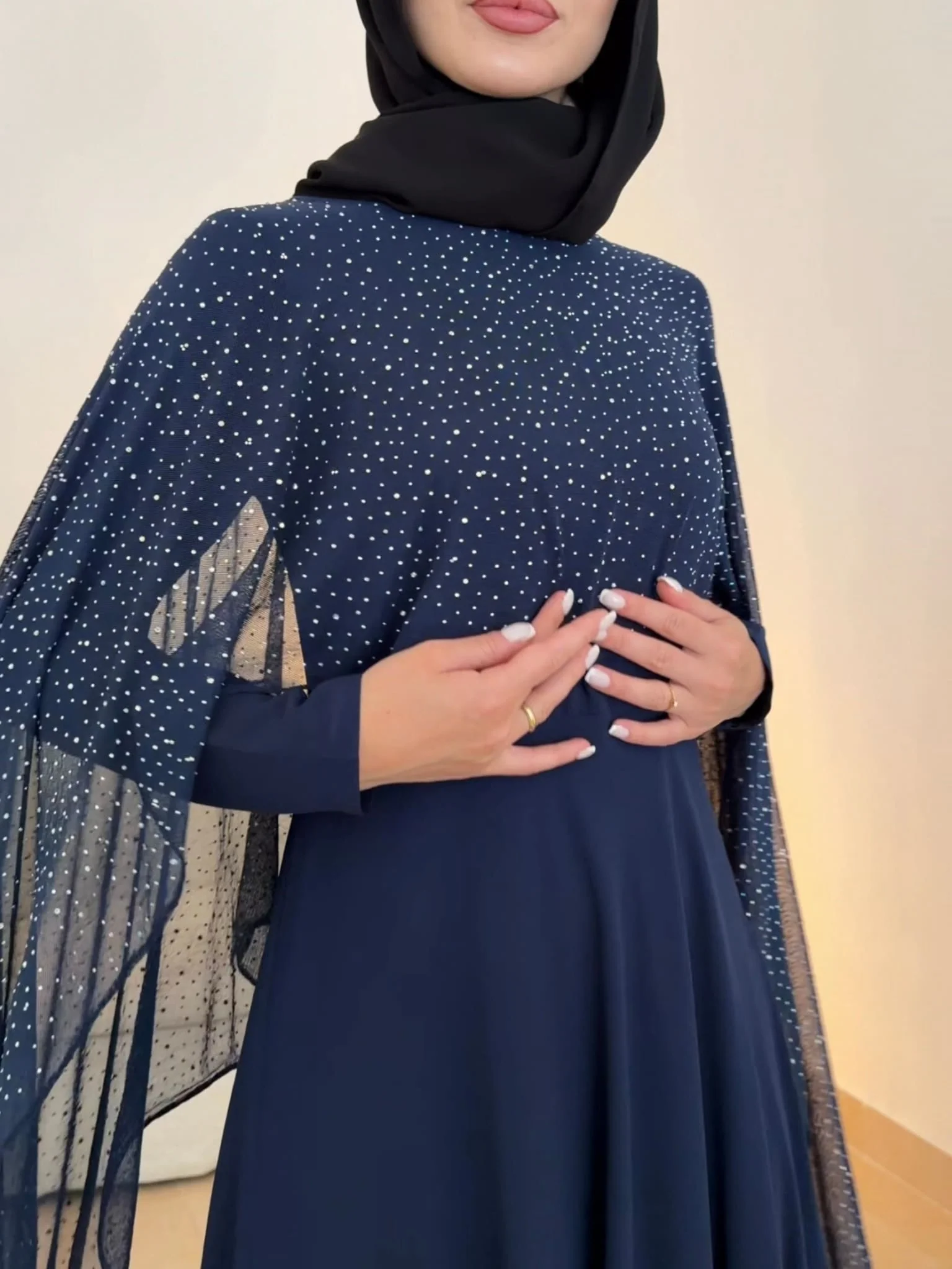 Mable Navy Blue Chiffon Dress - Image 2