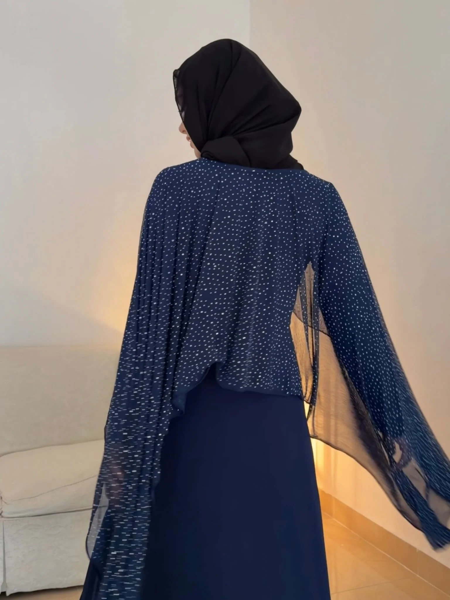 Mable Navy Blue Chiffon Dress - Image 8