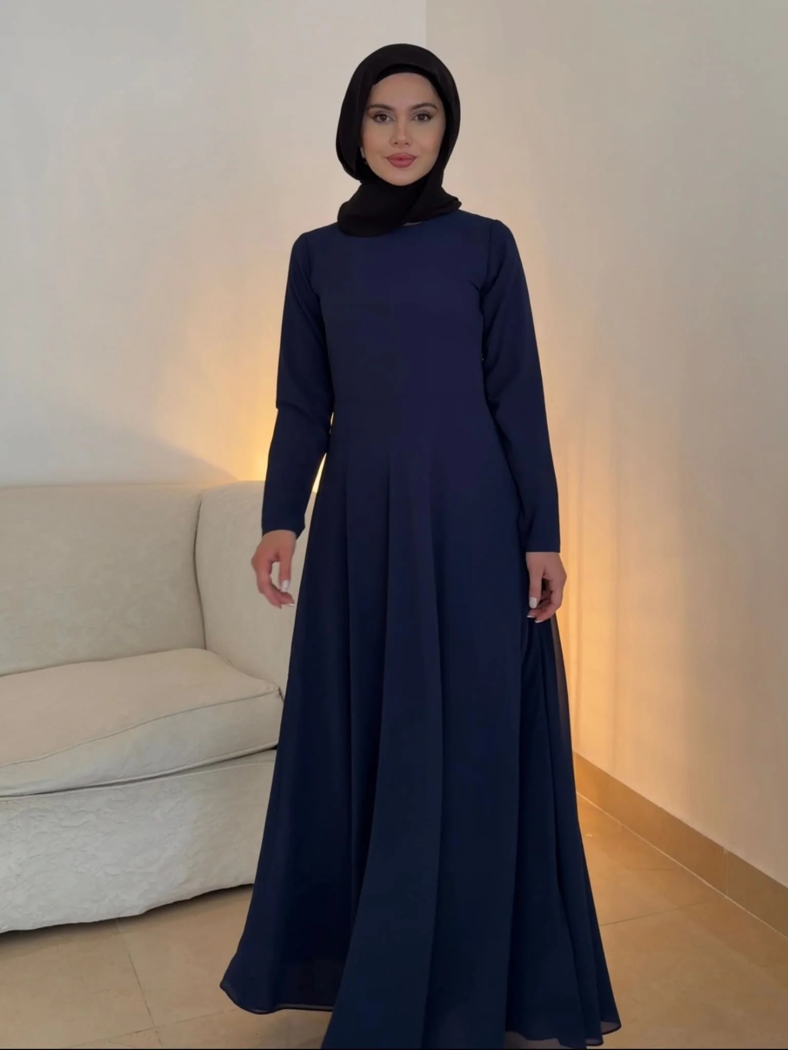 Mable Navy Blue Chiffon Dress