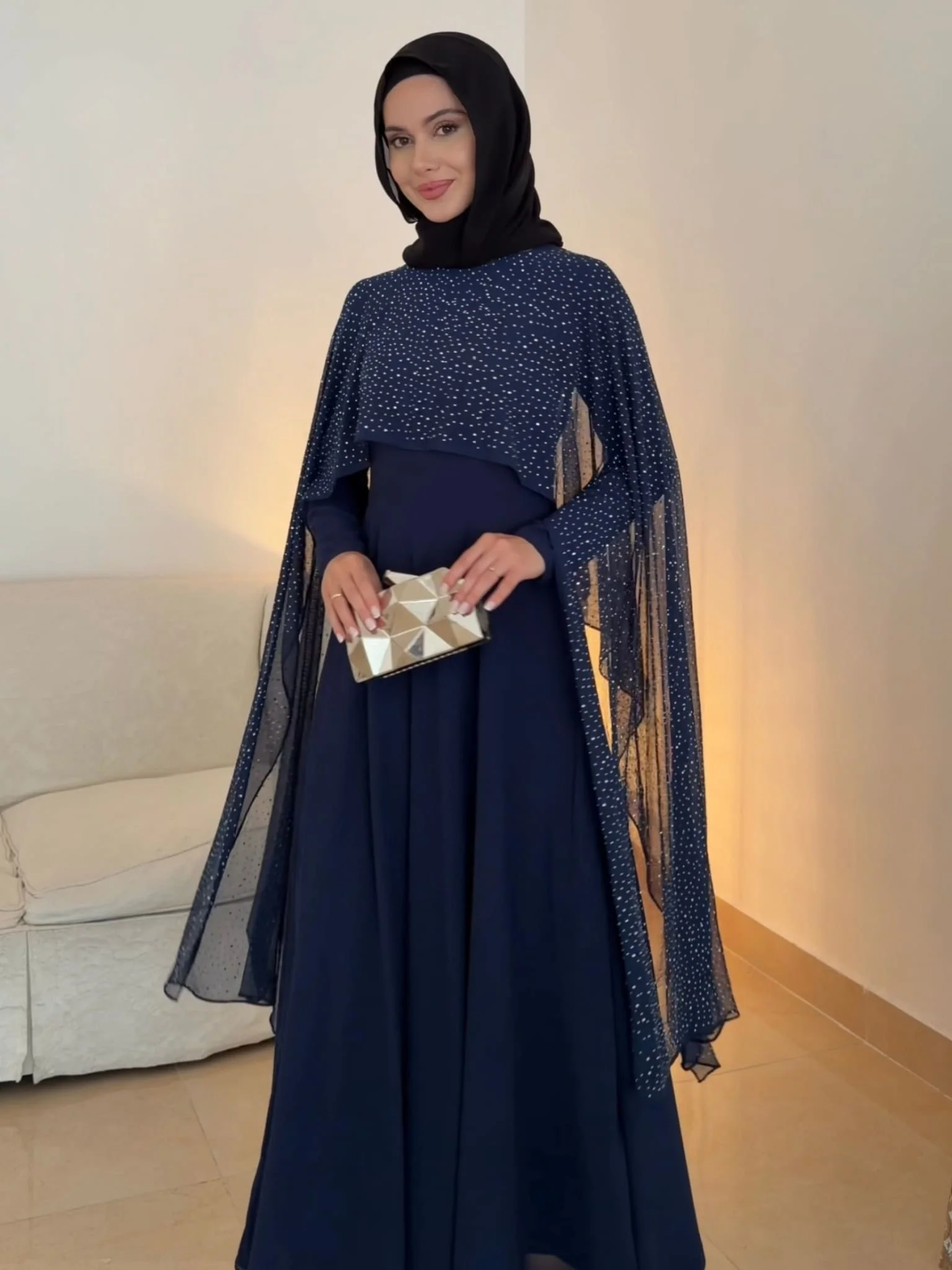 Mable Navy Blue Chiffon Dress - Image 12
