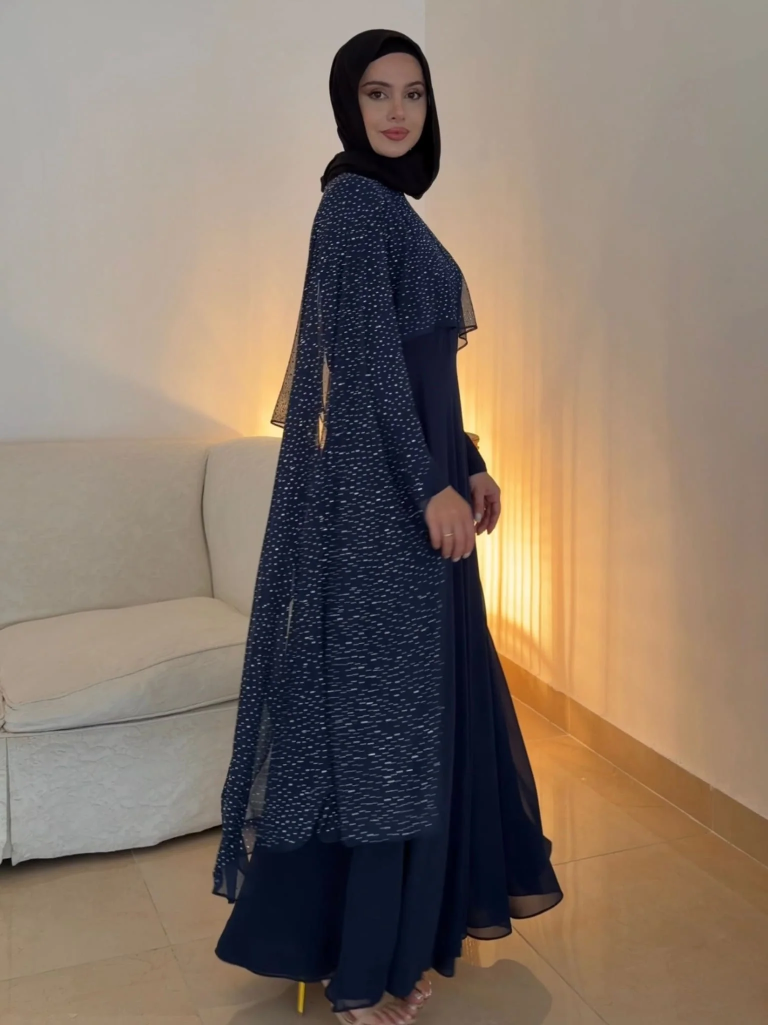 Mable Navy Blue Chiffon Dress - Image 11