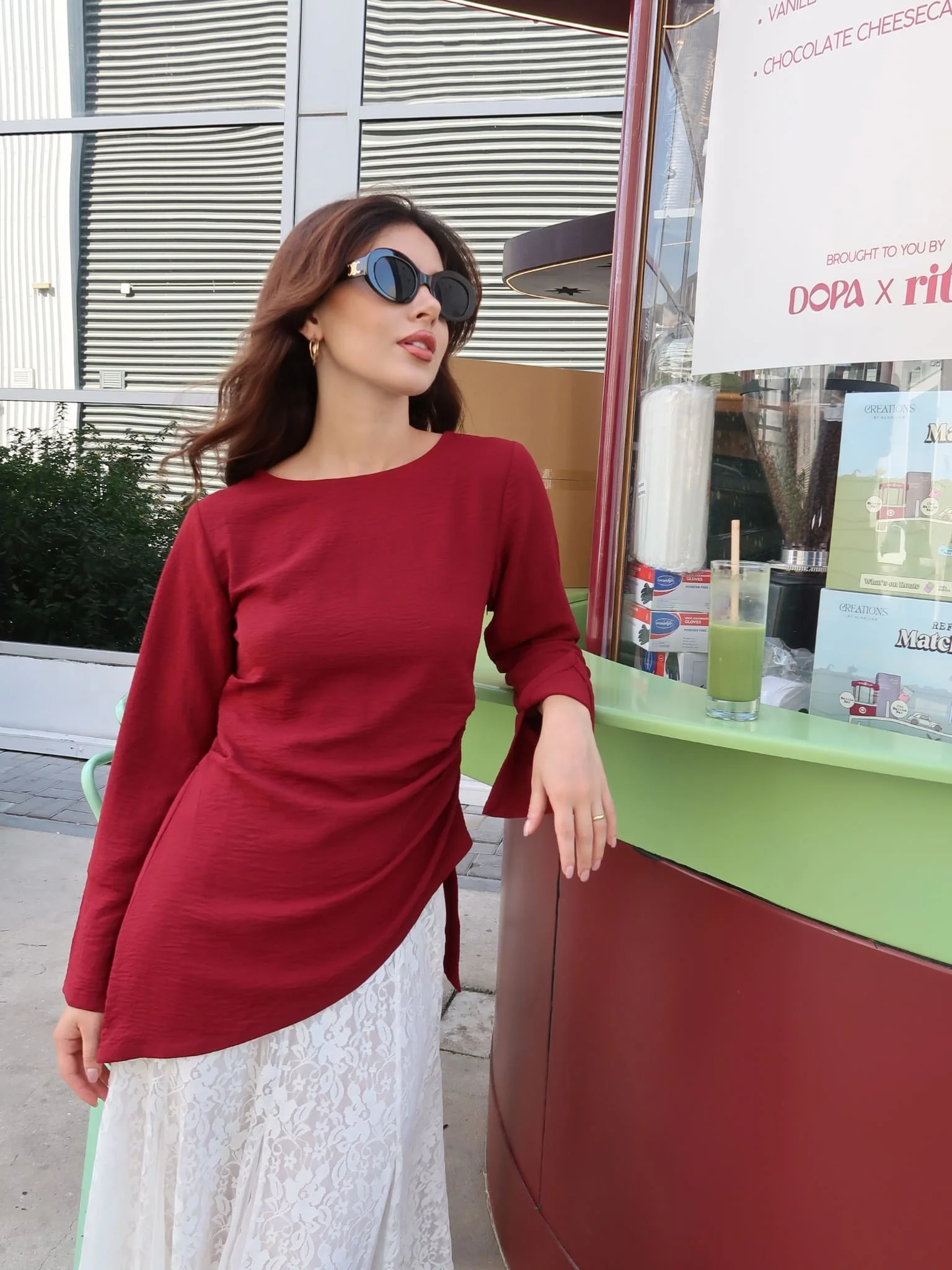 Maisy Maroon Asymmetric Shirt - Image 6