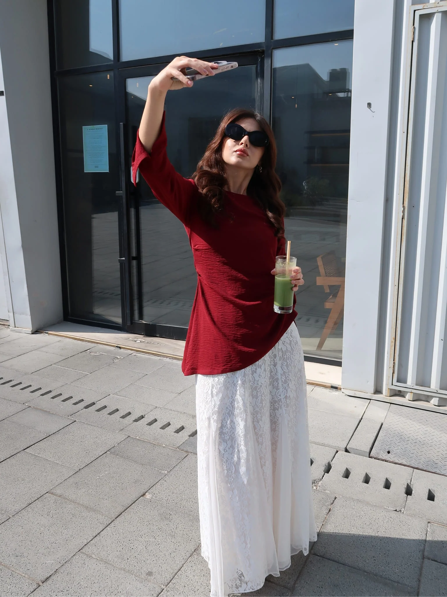 Maisy Maroon Asymmetric Shirt - Image 7