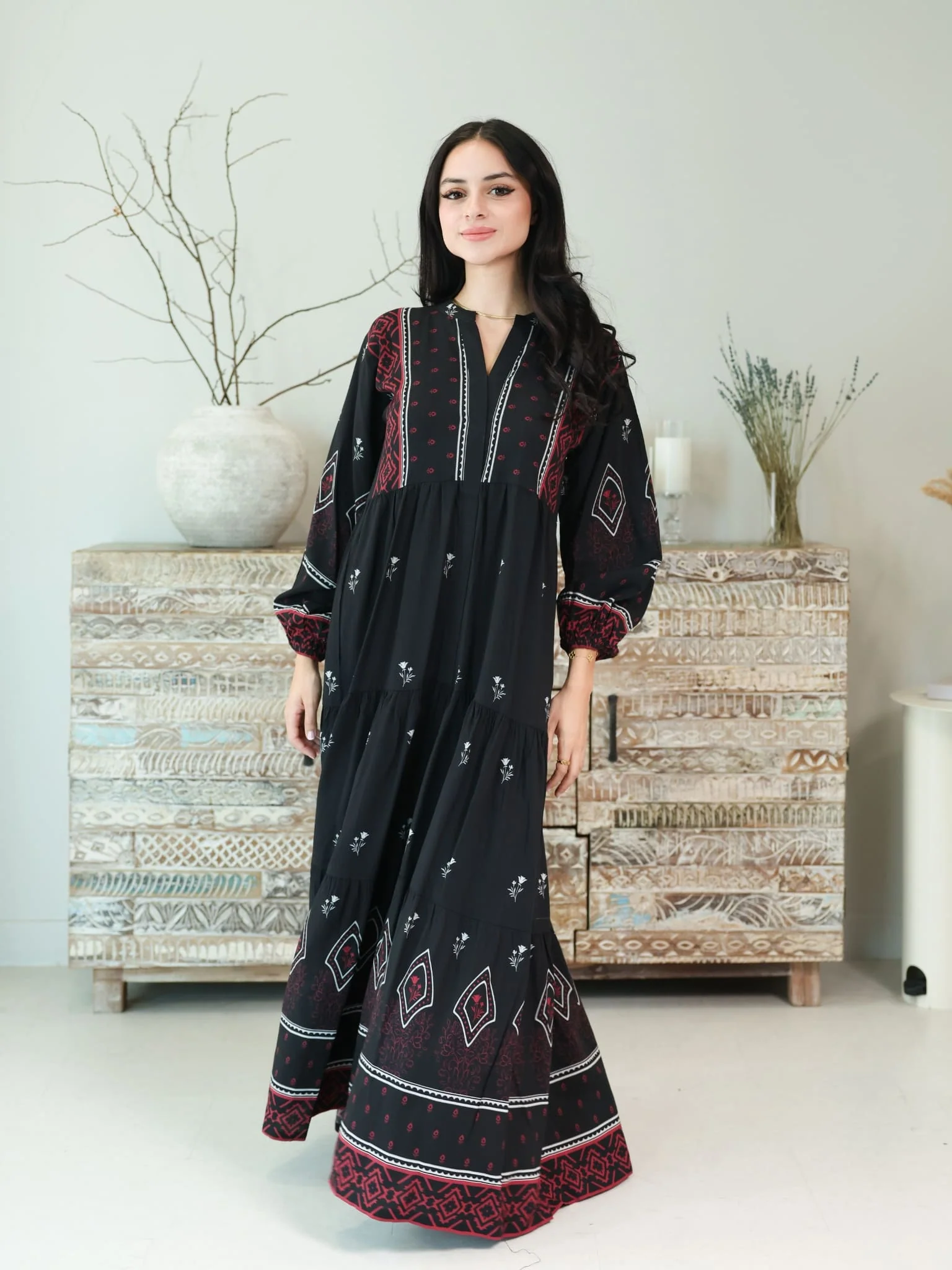Malette Printed Black Long Dress - Image 5