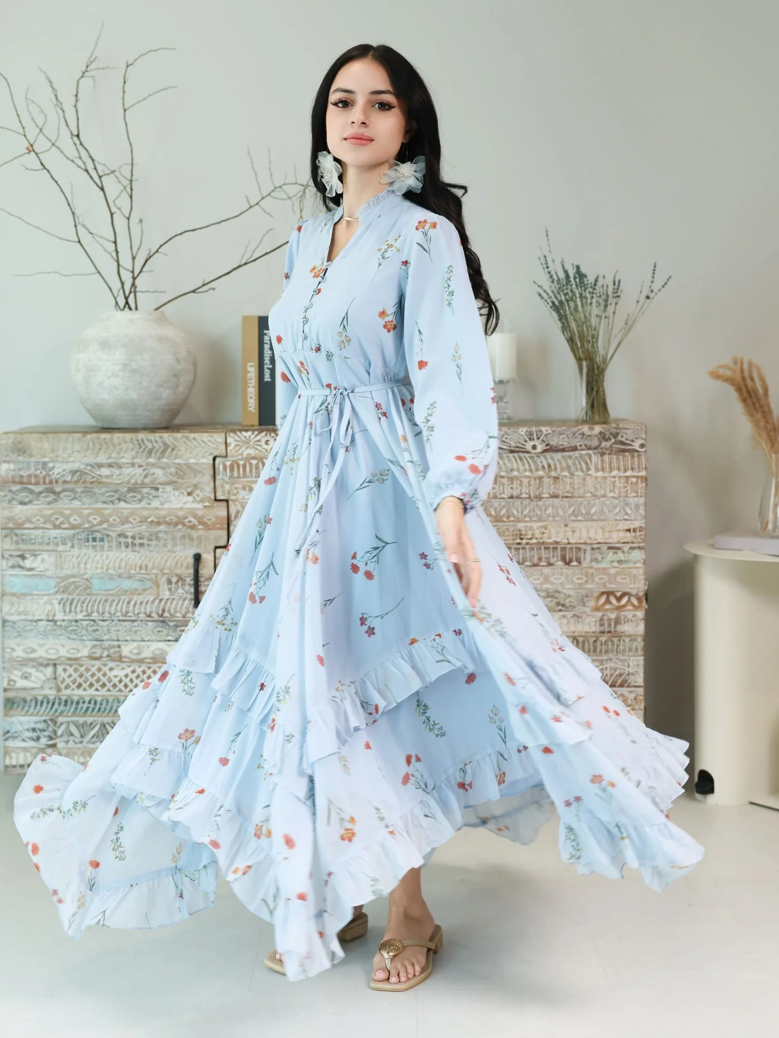 Marigold Blue Frill Dress - Image 4