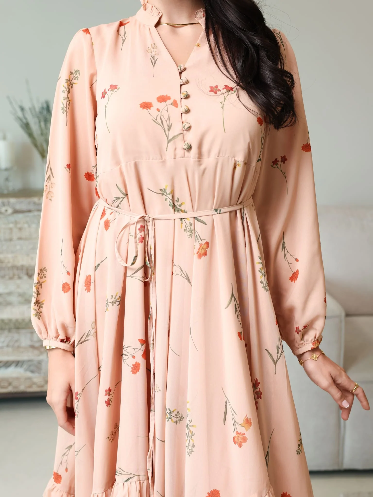 Marigold Peach Frill Dress - Image 2