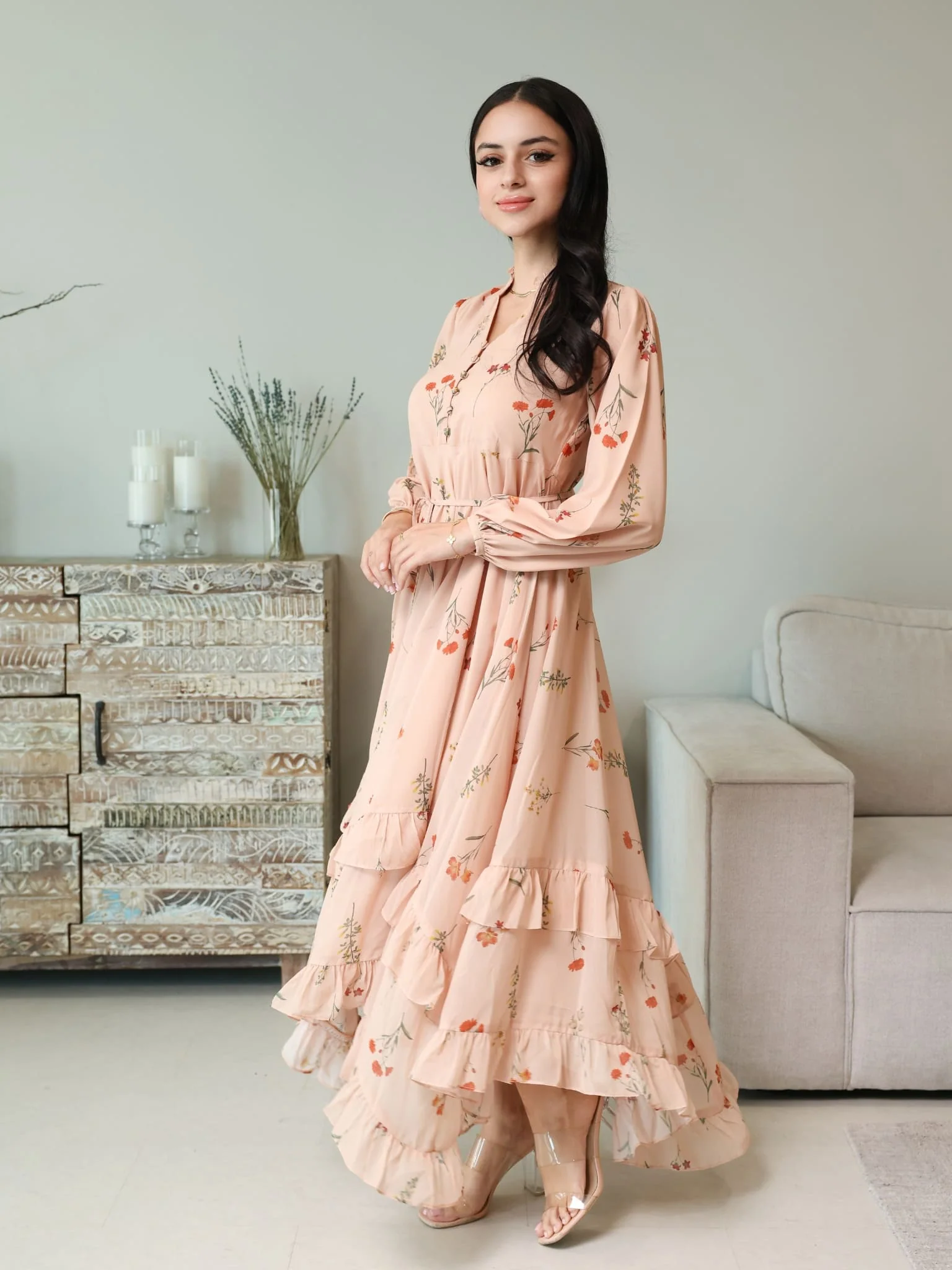 Marigold Peach Frill Dress - Image 7