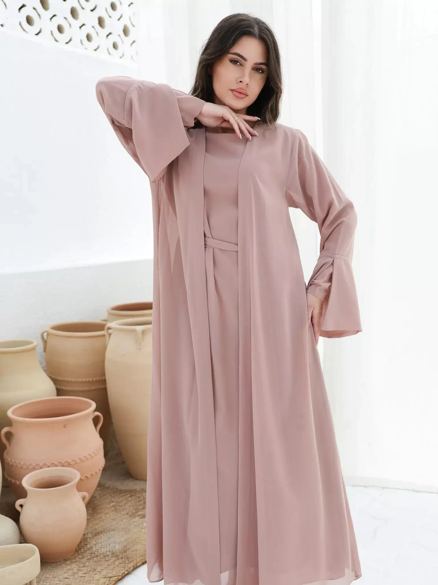 Mariposa Beige Full Dress And Upper