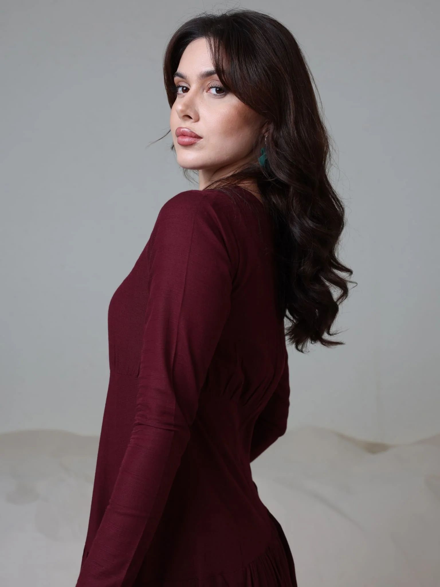 Maroon Rush Long Dress - Image 3