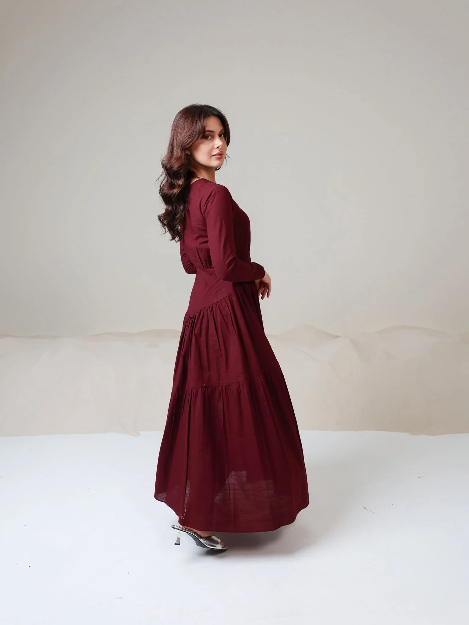 Maroon Rush Long Dress - Image 4