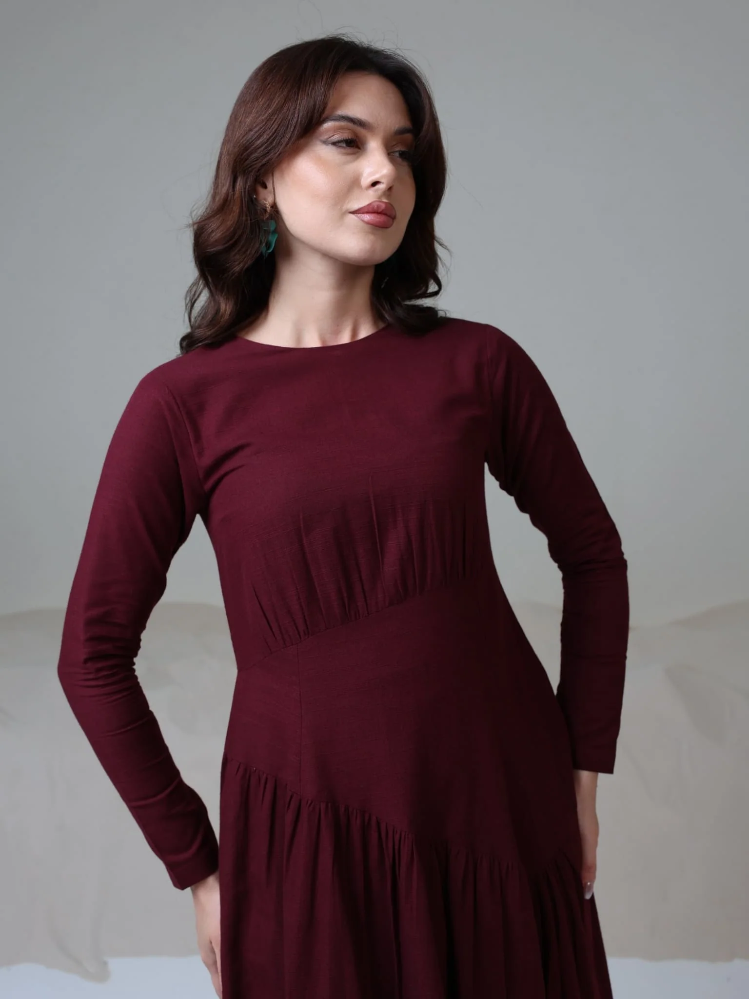 Maroon Rush Long Dress - Image 5