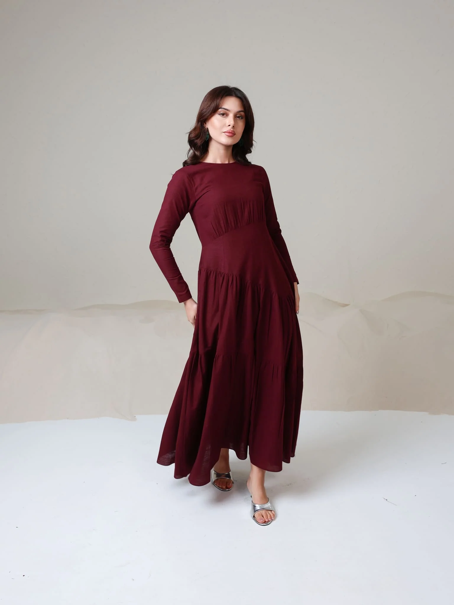 Maroon Rush Long Dress - Image 7