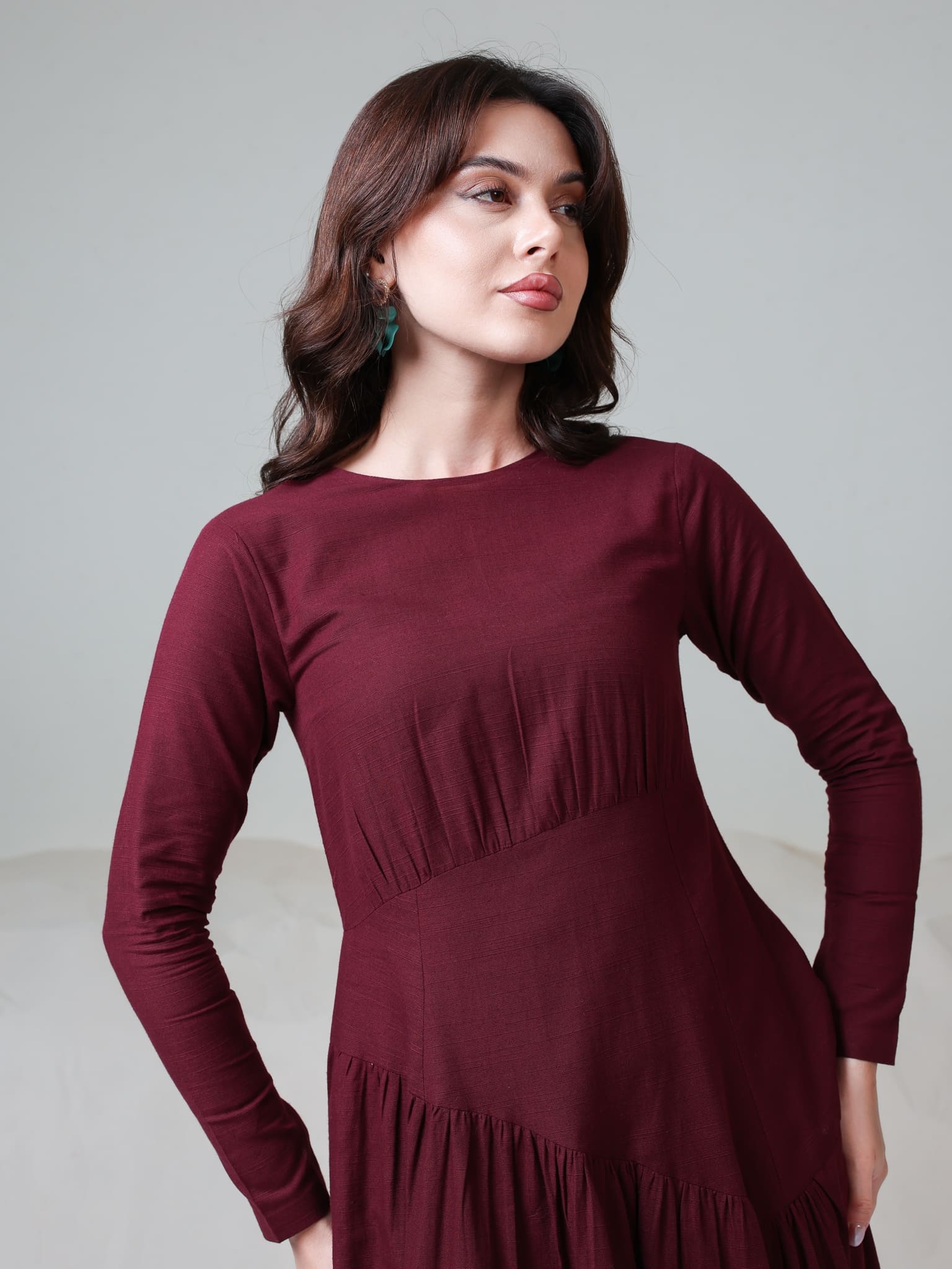 Maroon Rush Long Dress - Image 8