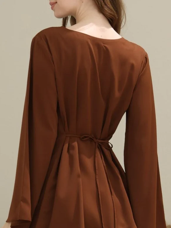 Marren Brown Asymmetric Pleat Shirt - Image 5