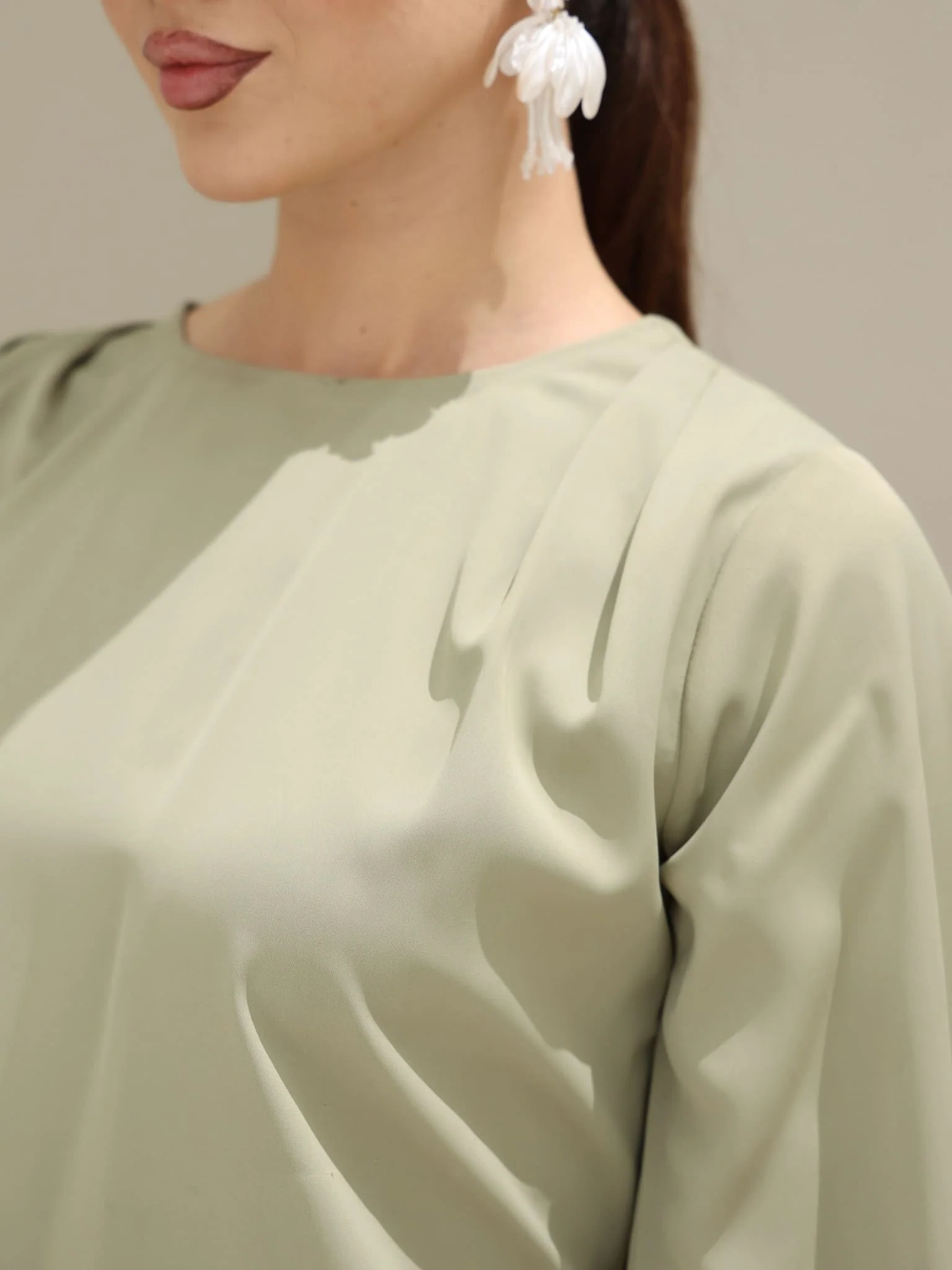 Marren Sage Asymmetric Pleat Shirt - Image 2