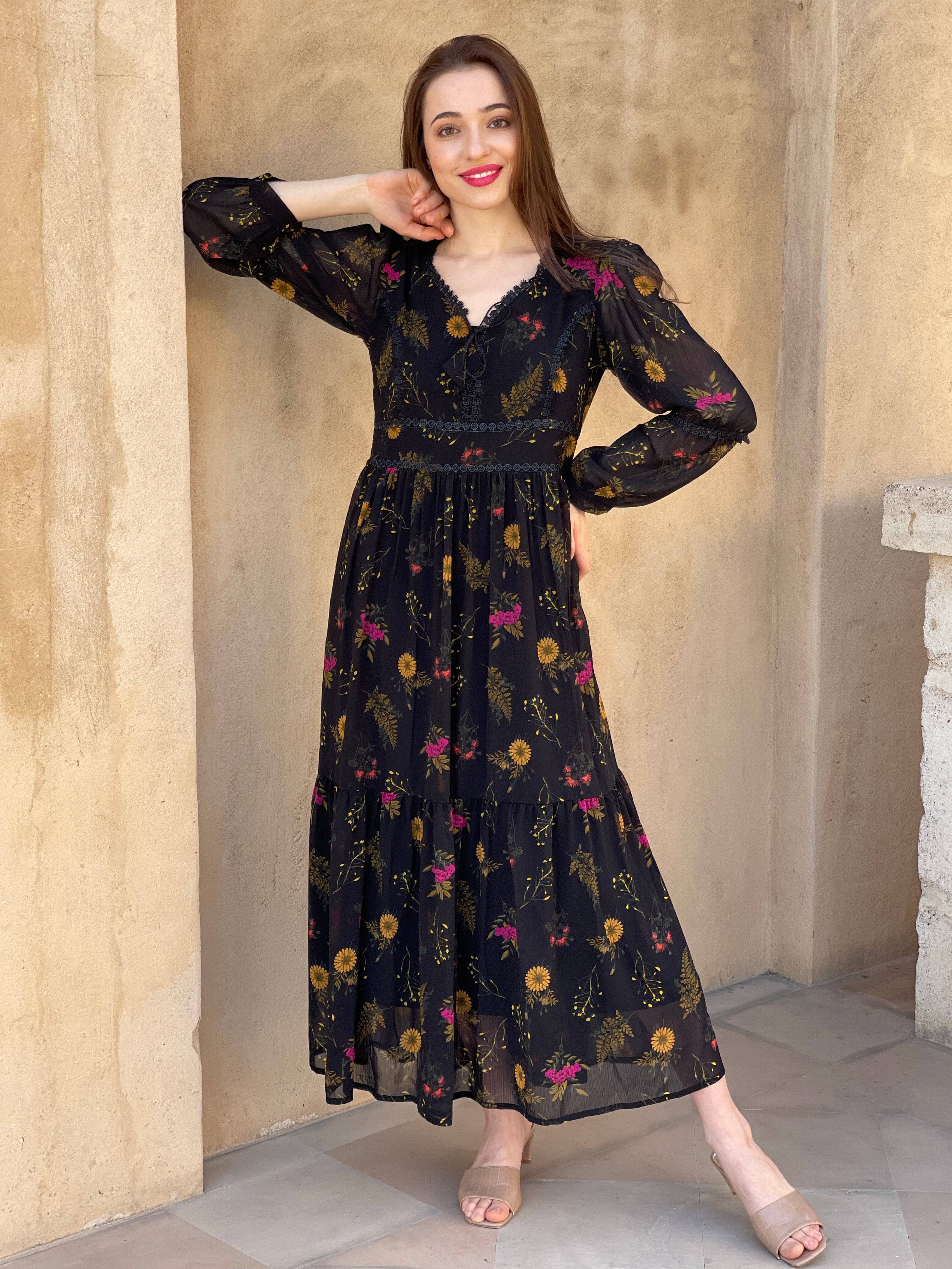 Mays Day Black Floral Dress