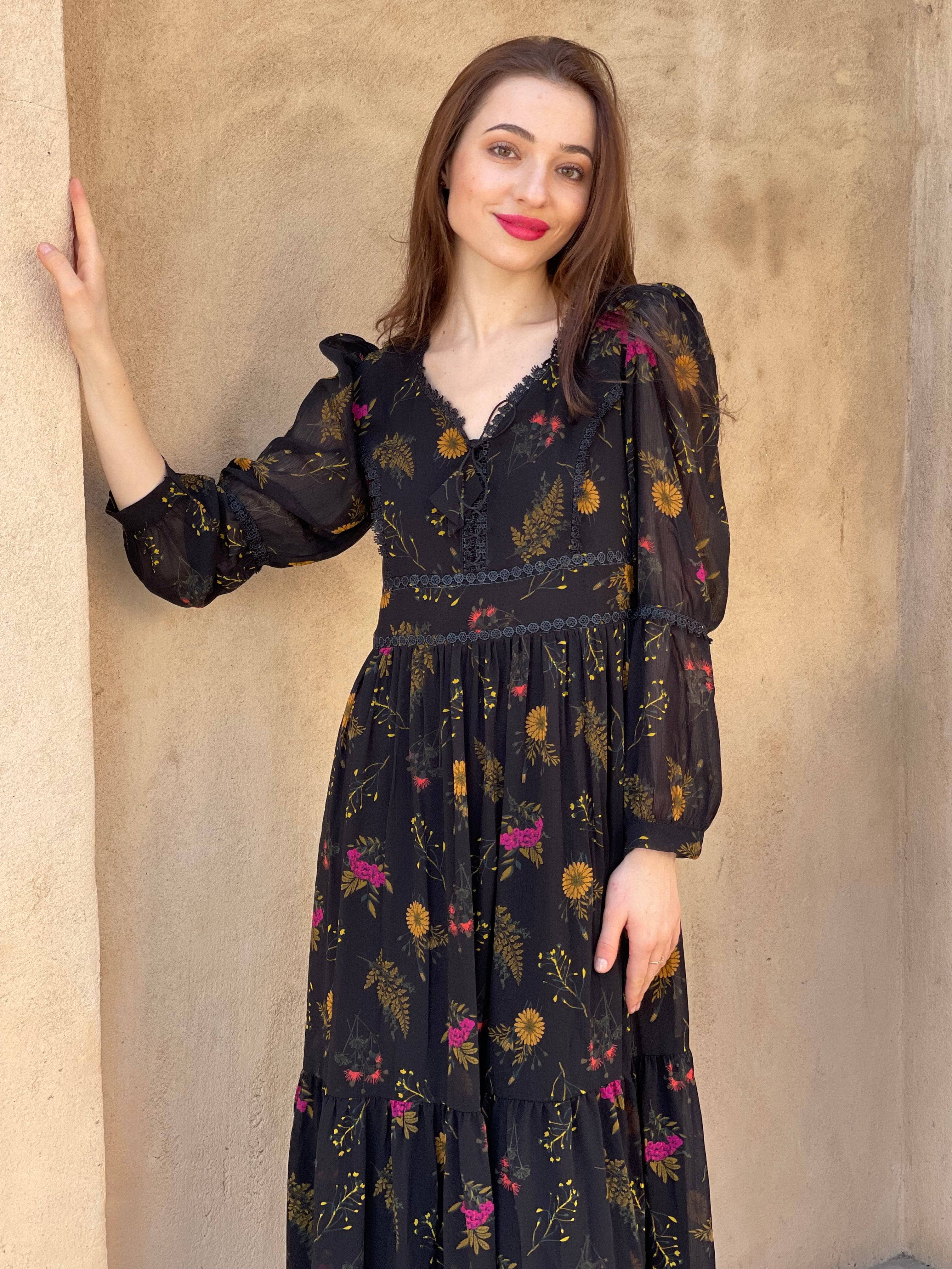 Mays Day Black Floral Dress - Image 10