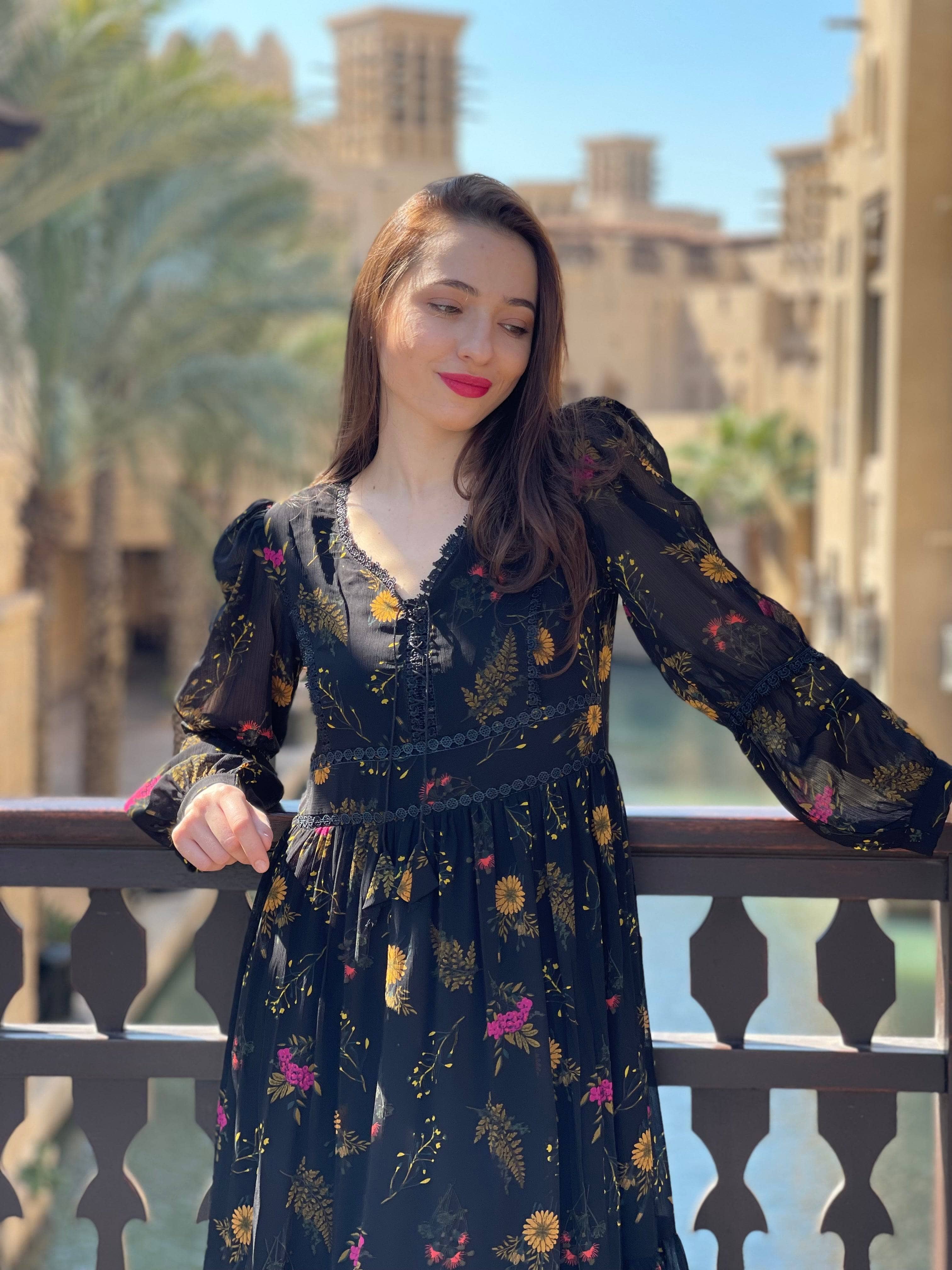 Mays Day Black Floral Dress - Image 8