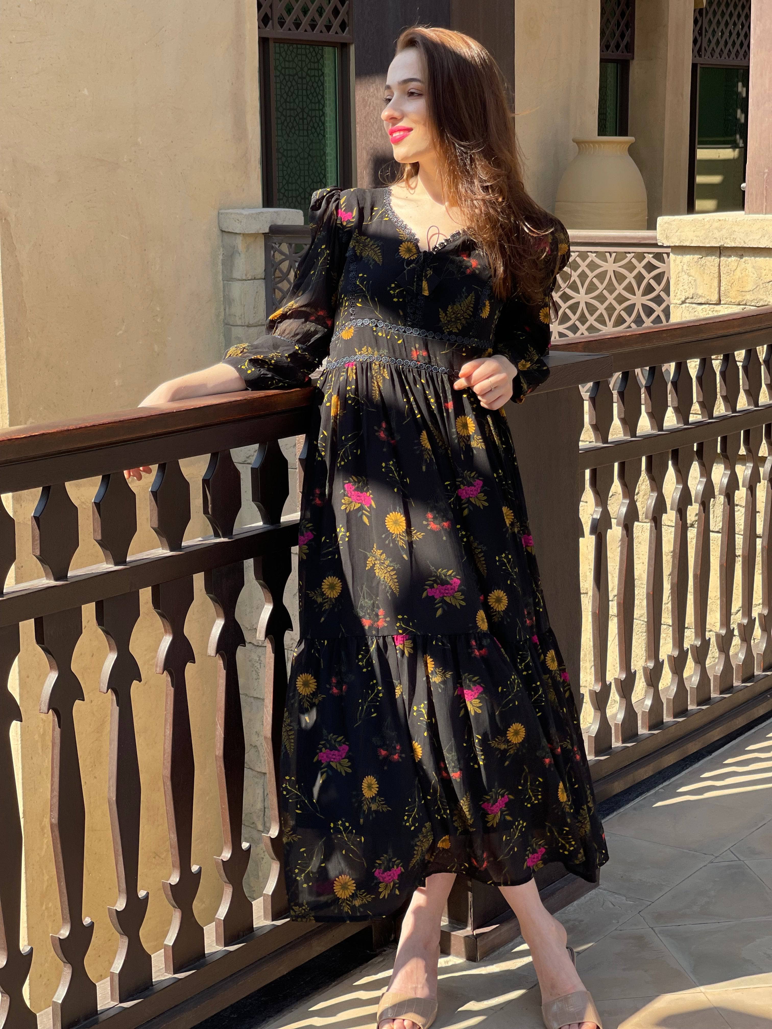 Mays Day Black Floral Dress - Image 9