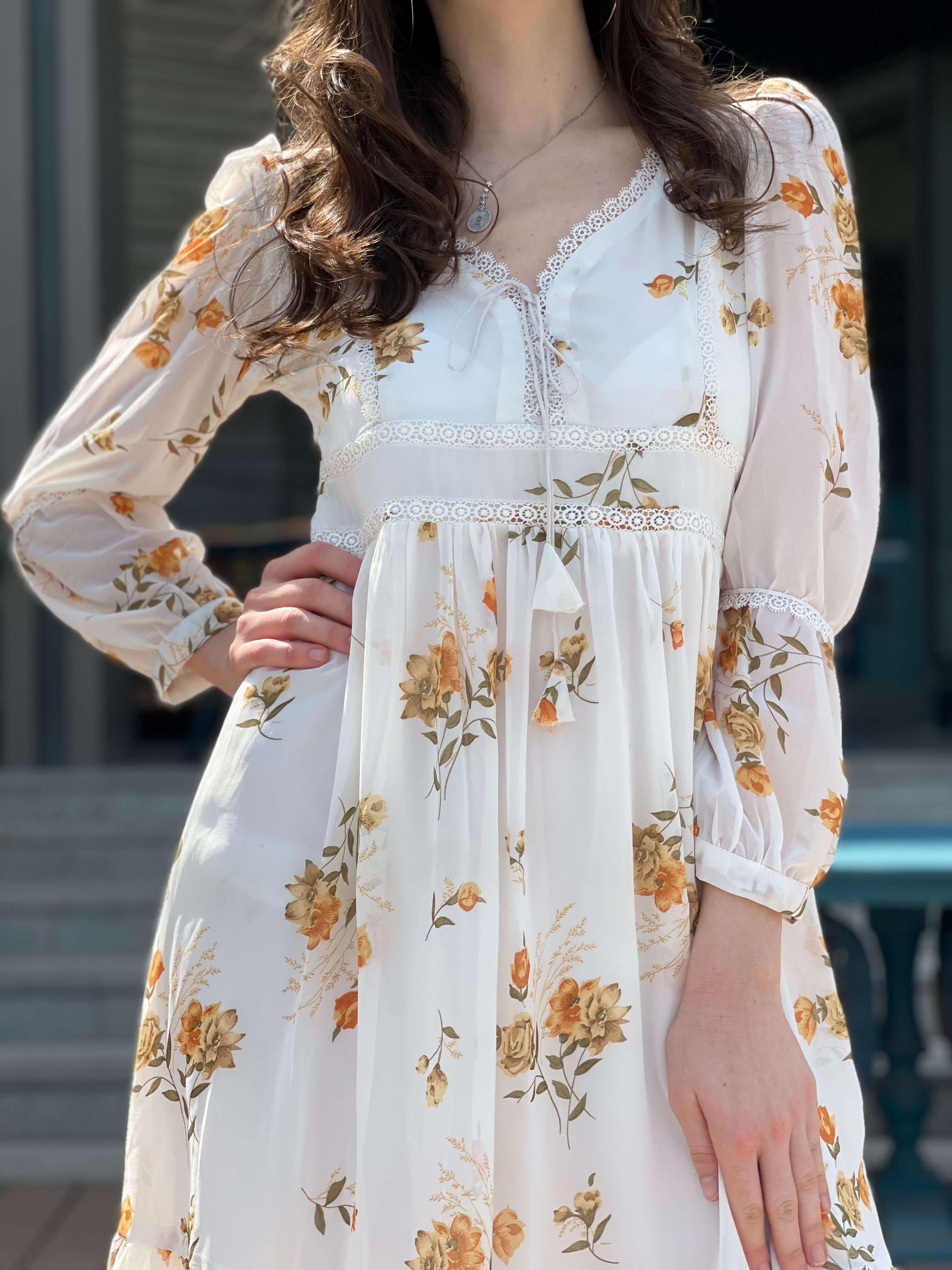 Mays Day Off White Floral Dress - Image 3