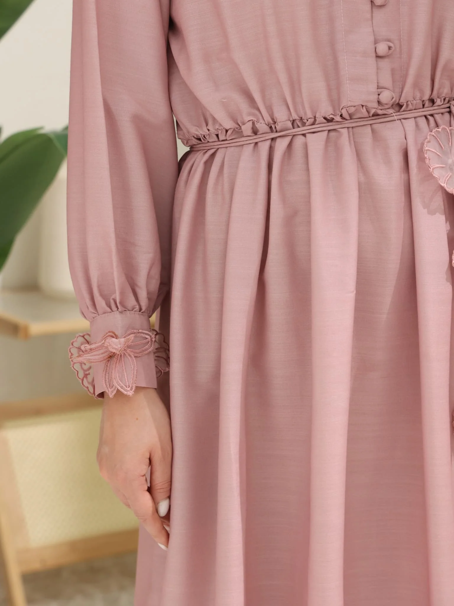 Melanie 3D Flower Mauve Long Dress - Image 10