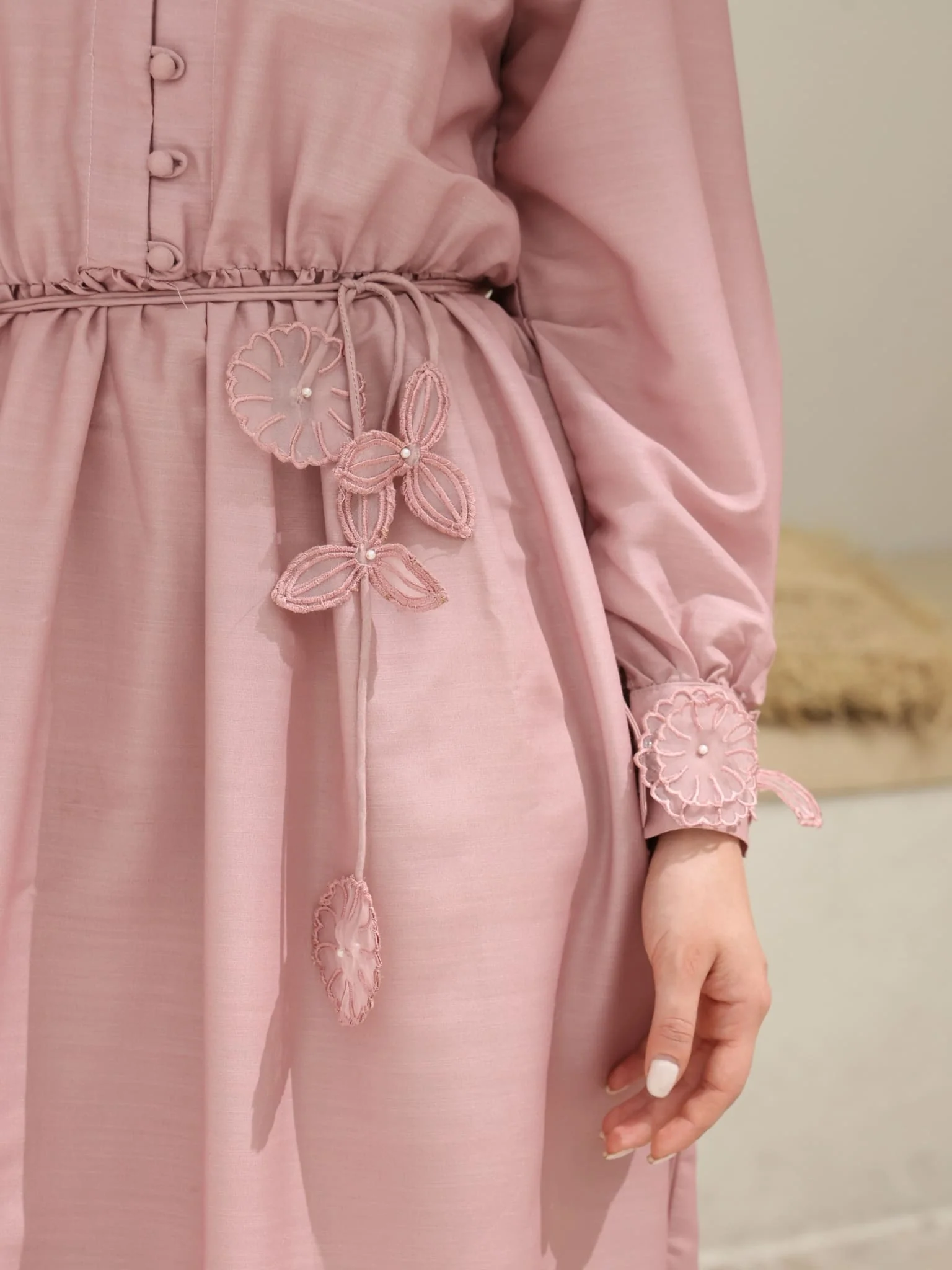 Melanie 3D Flower Mauve Long Dress - Image 5