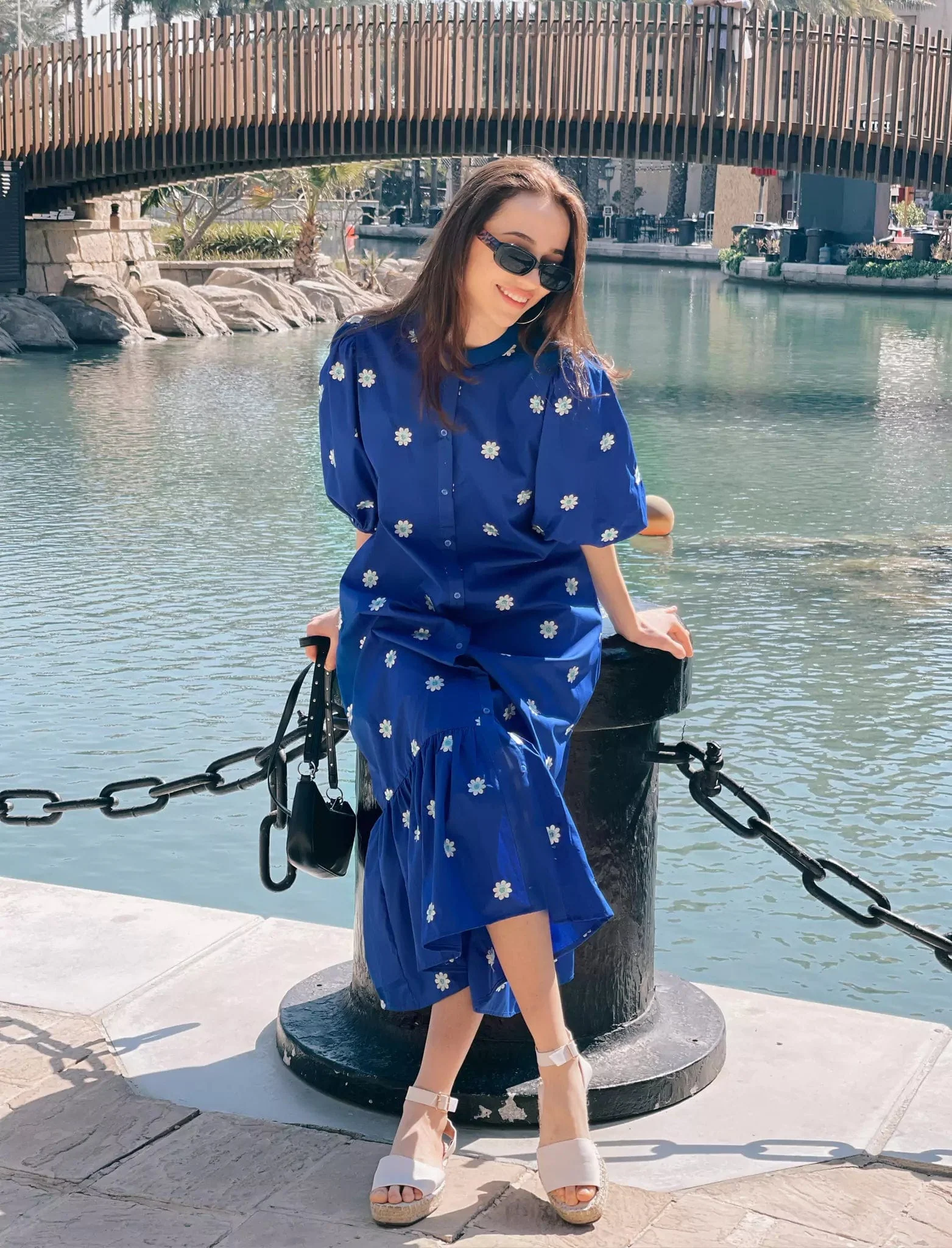 Mermaid Summer Cotton Embroidered Dress - Blue - Image 11