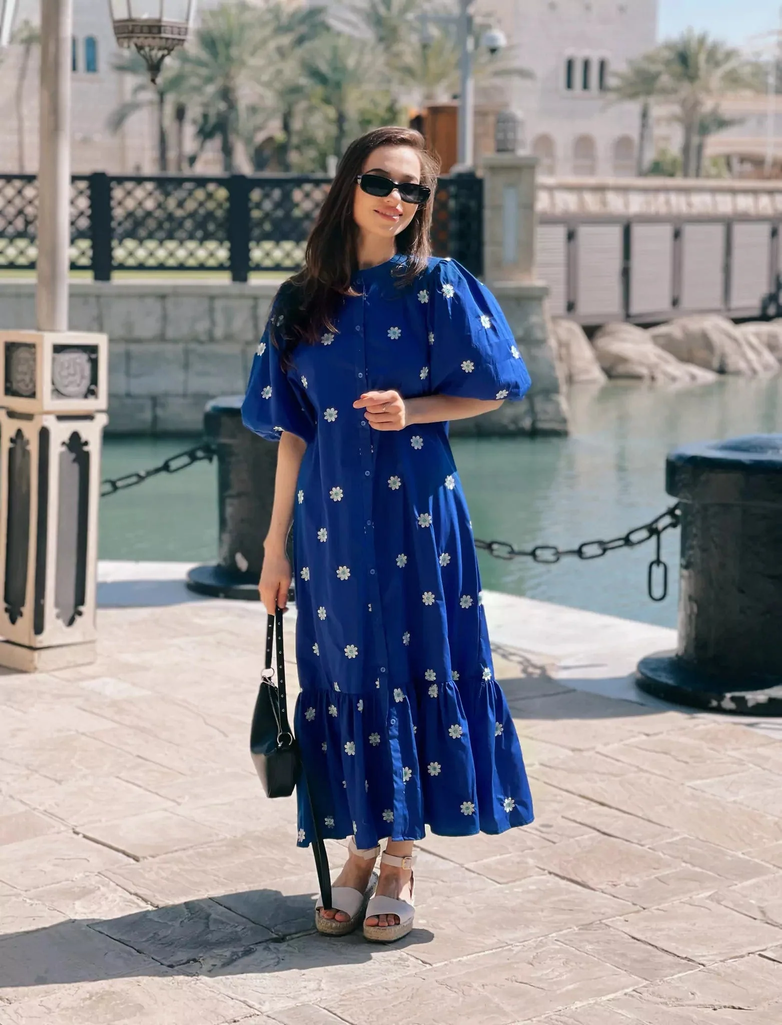 Mermaid Summer Cotton Embroidered Dress - Blue - Image 12