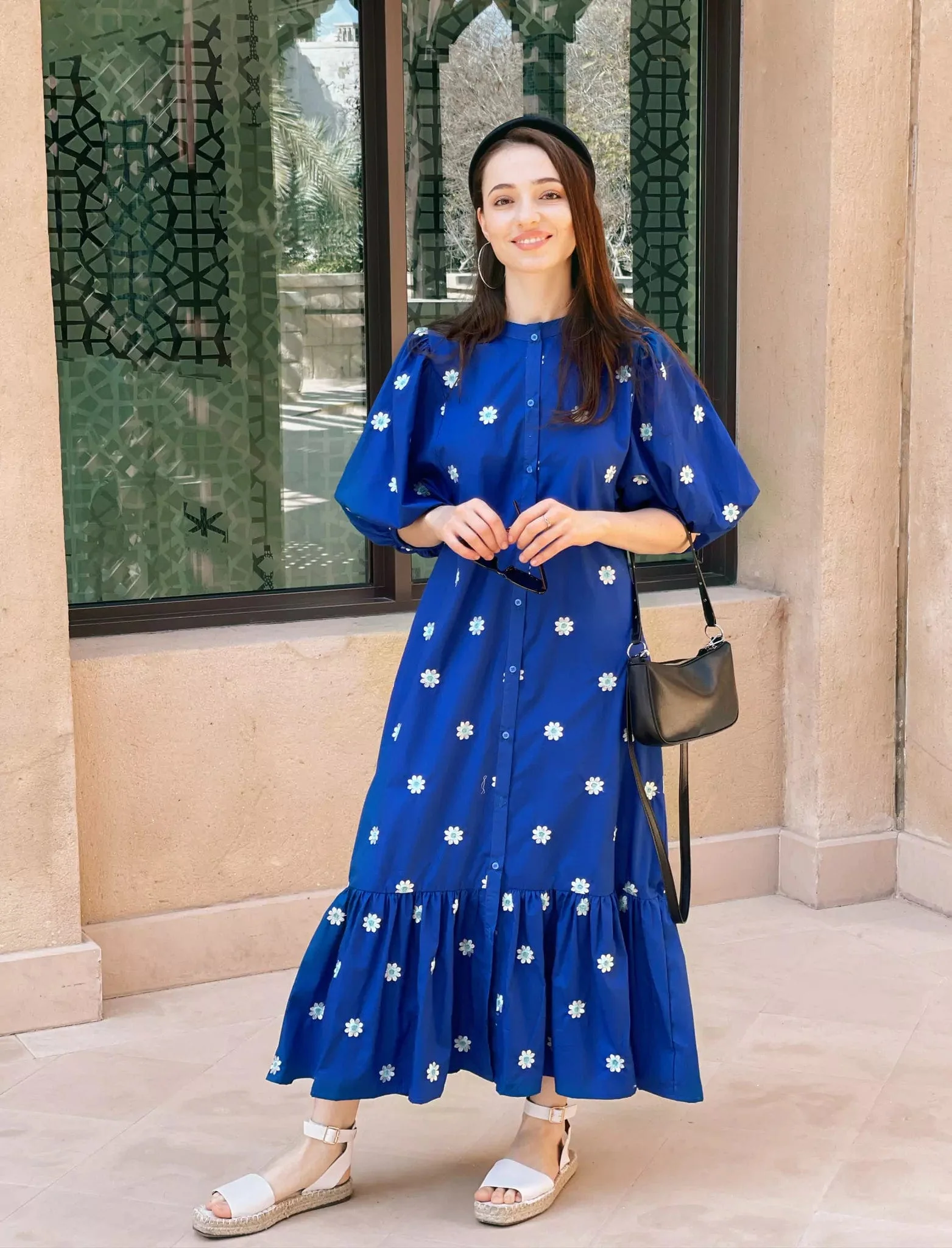 Mermaid Summer Cotton Embroidered Dress - Blue - Image 4