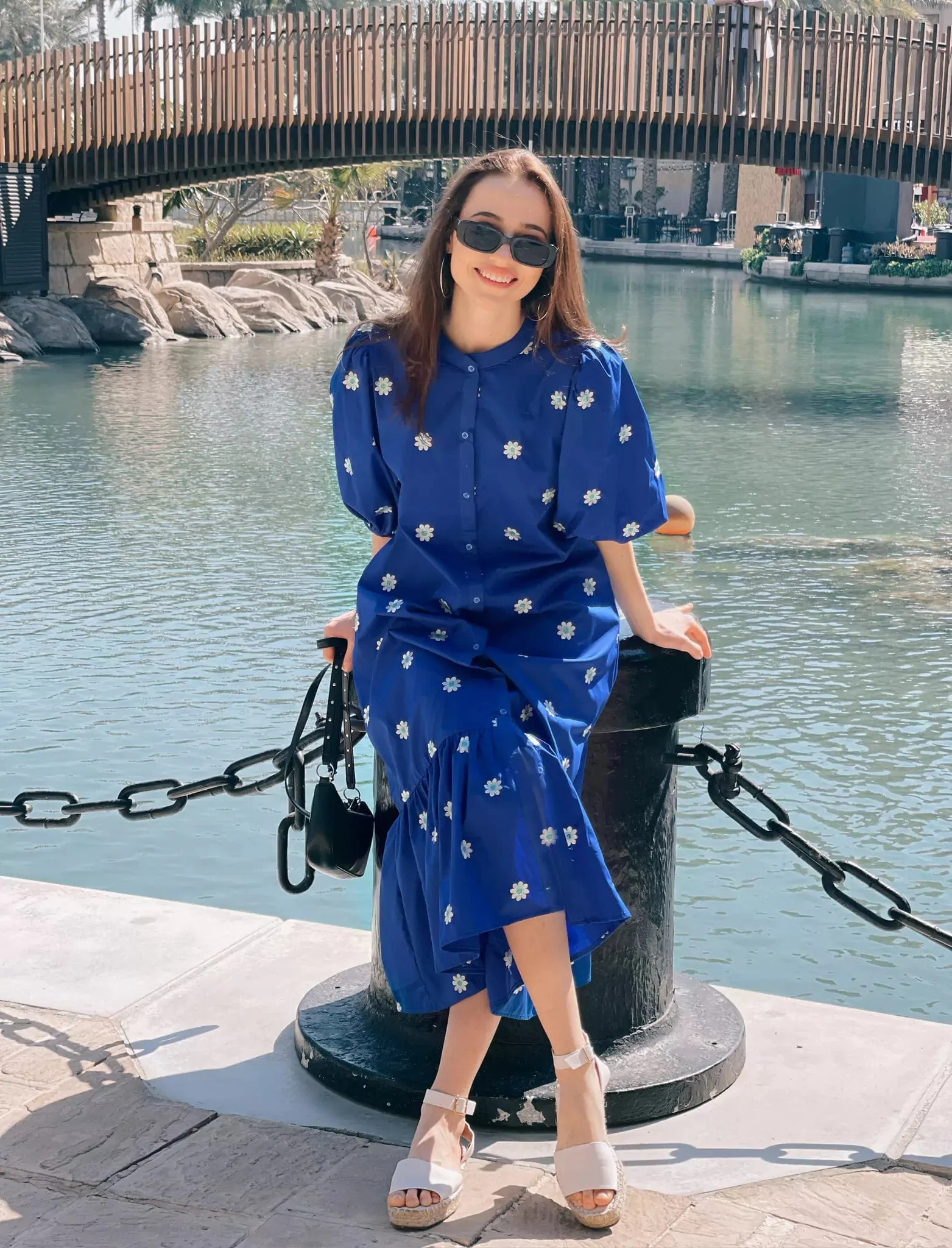 Mermaid Summer Cotton Embroidered Dress - Blue - Image 7