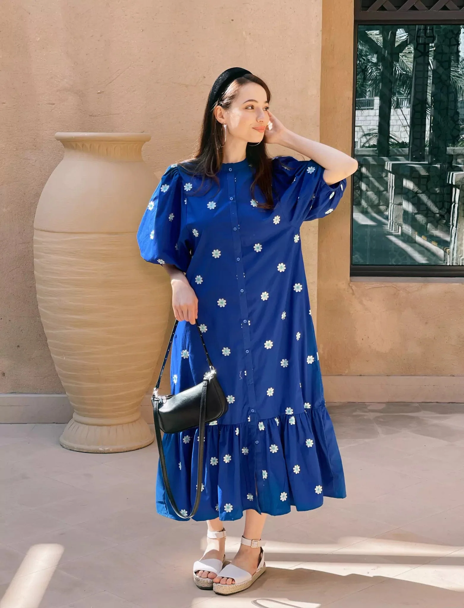 Mermaid Summer Cotton Embroidered Dress - Blue - Image 9