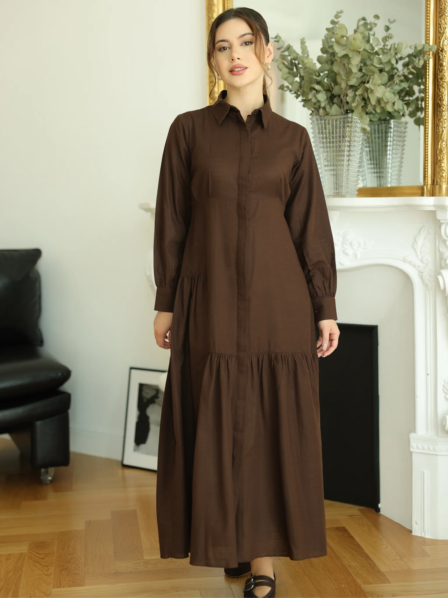 Micah Brown Belted Dress