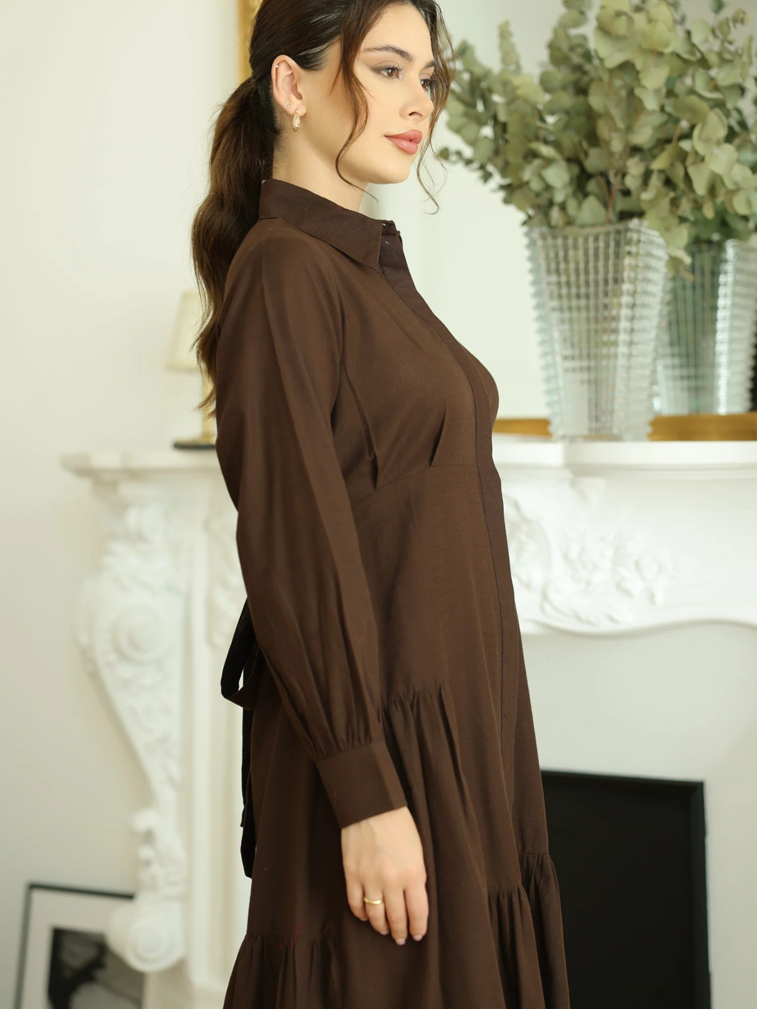 Micah Brown Belted Dress - Image 8