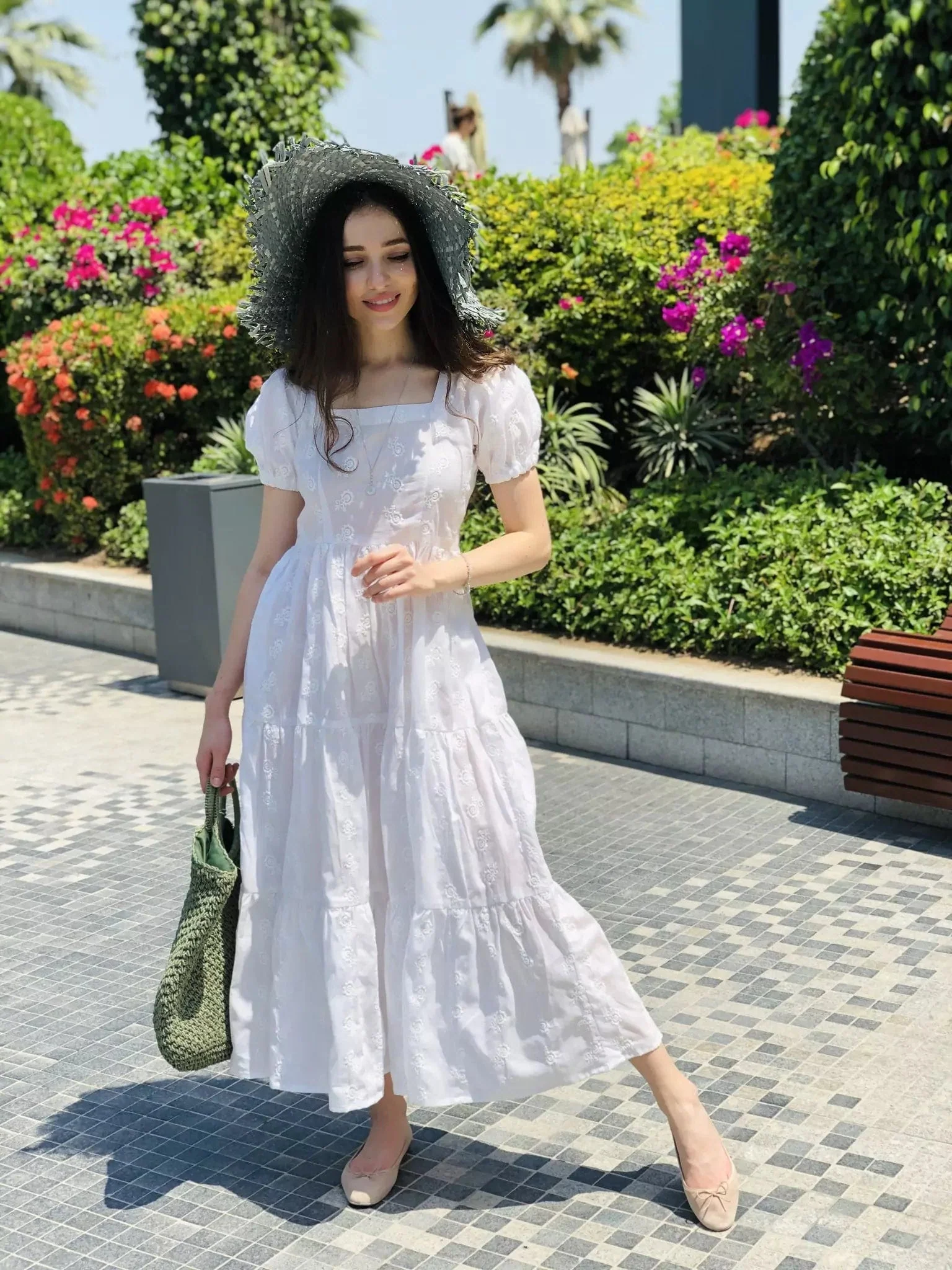Mid Summer Embroidered Dress - White - Image 3