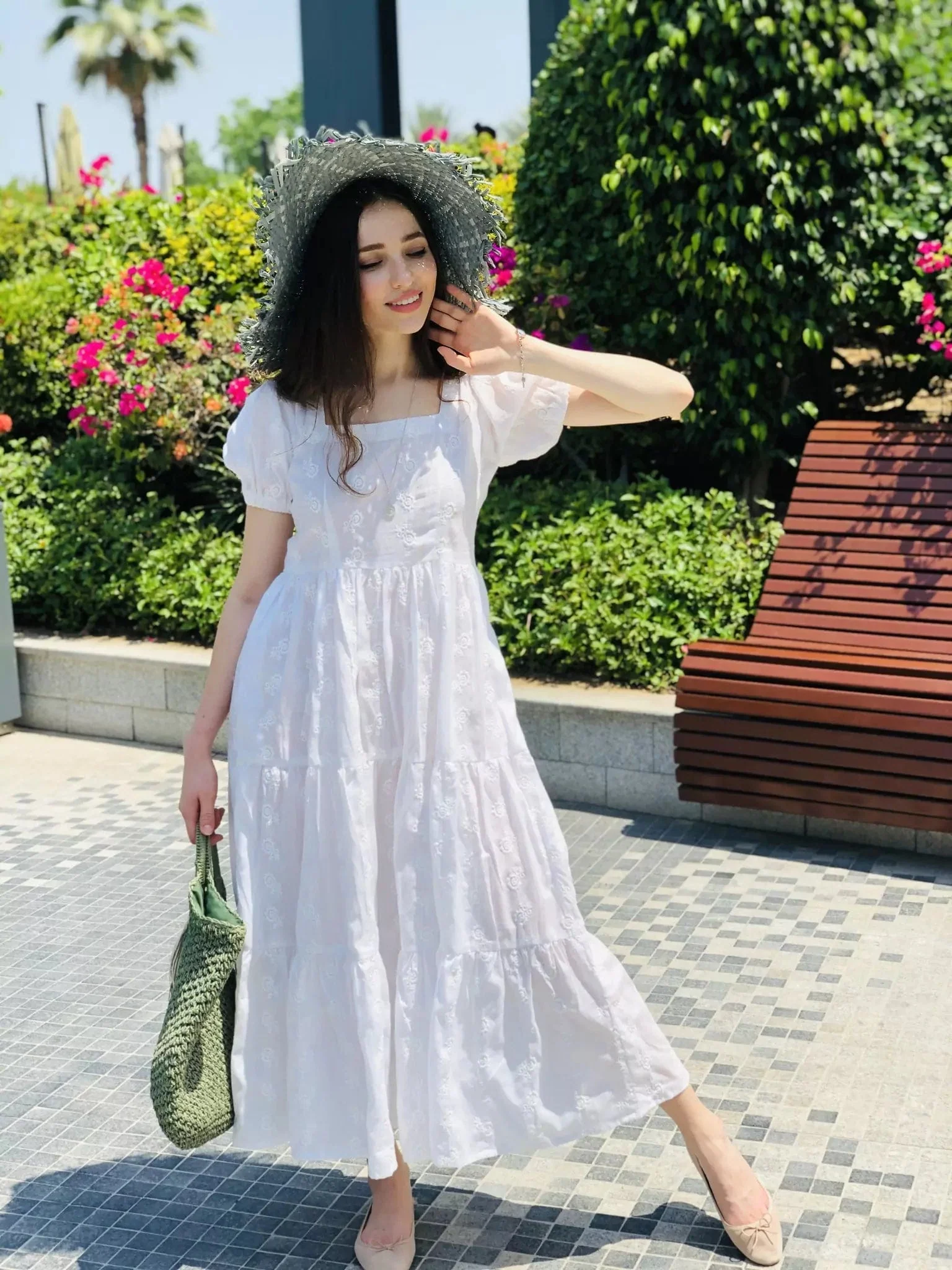 Mid Summer Embroidered Dress - White - Image 5