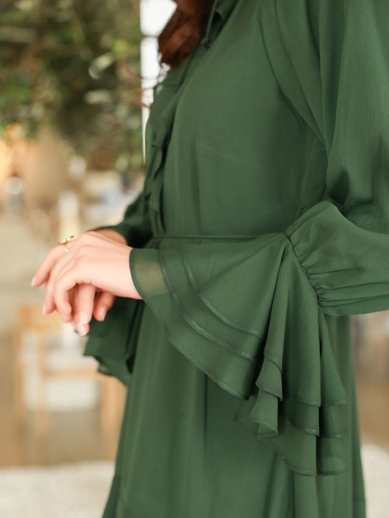 Midori Ruffle Green Long Dress - Image 3
