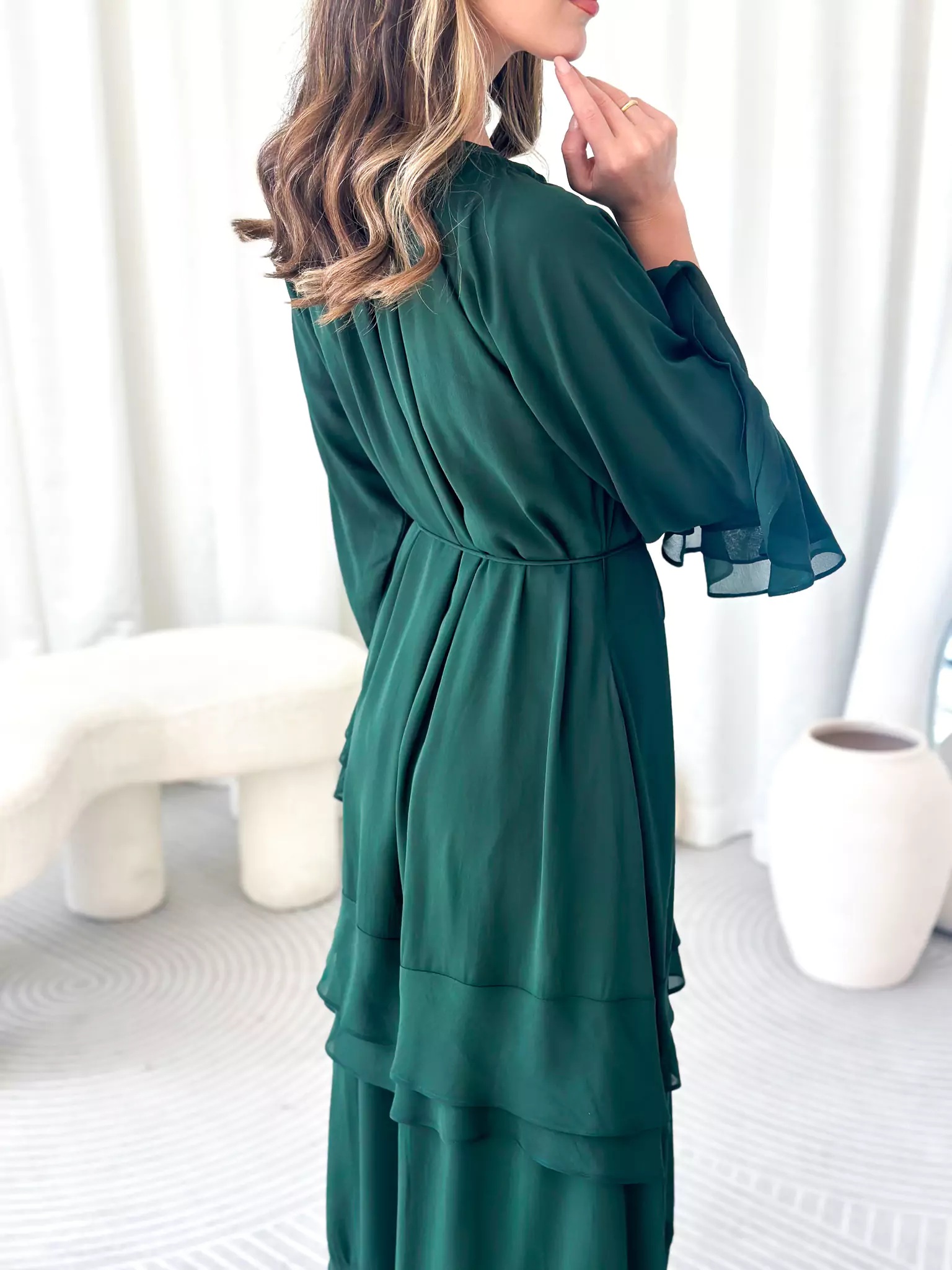 Midori Ruffle Green Long Dress - Image 8