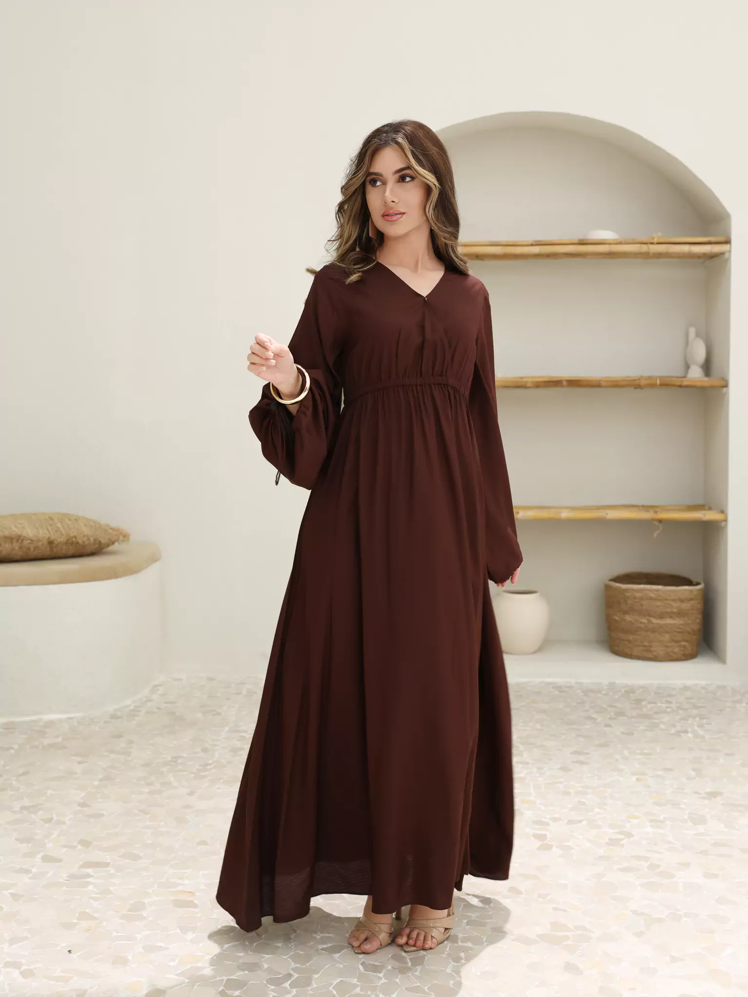 Milaska Brown Long Dress - Image 3