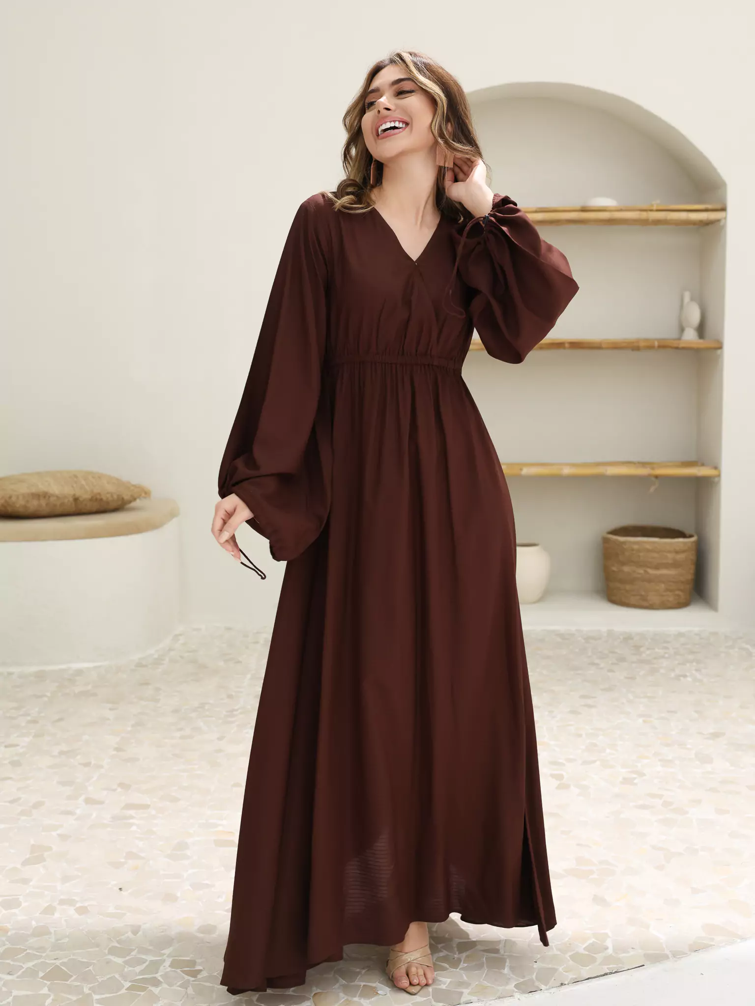 Milaska Brown Long Dress - Image 8