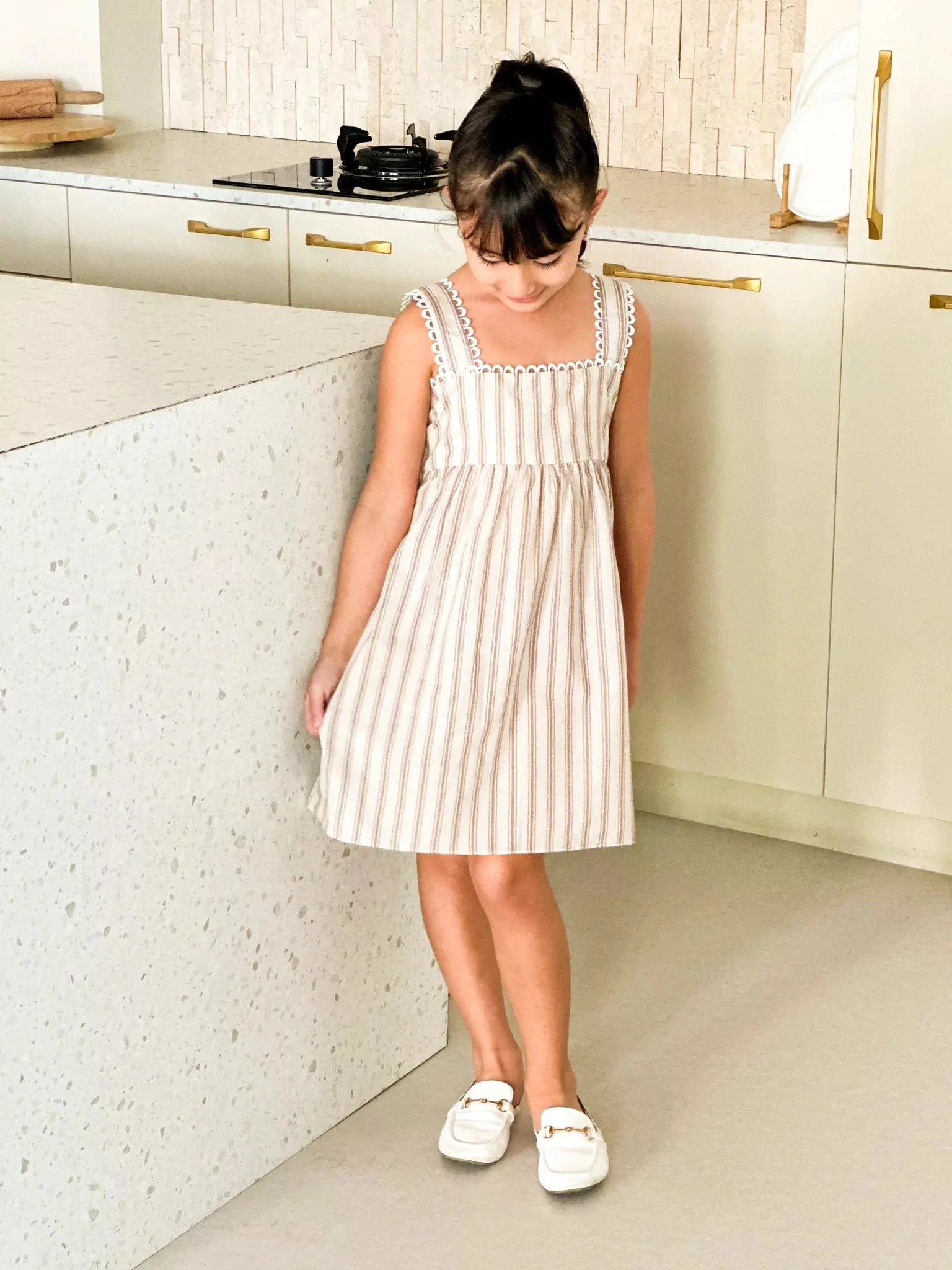 Mini Braun Stripes Long Dress - Image 4
