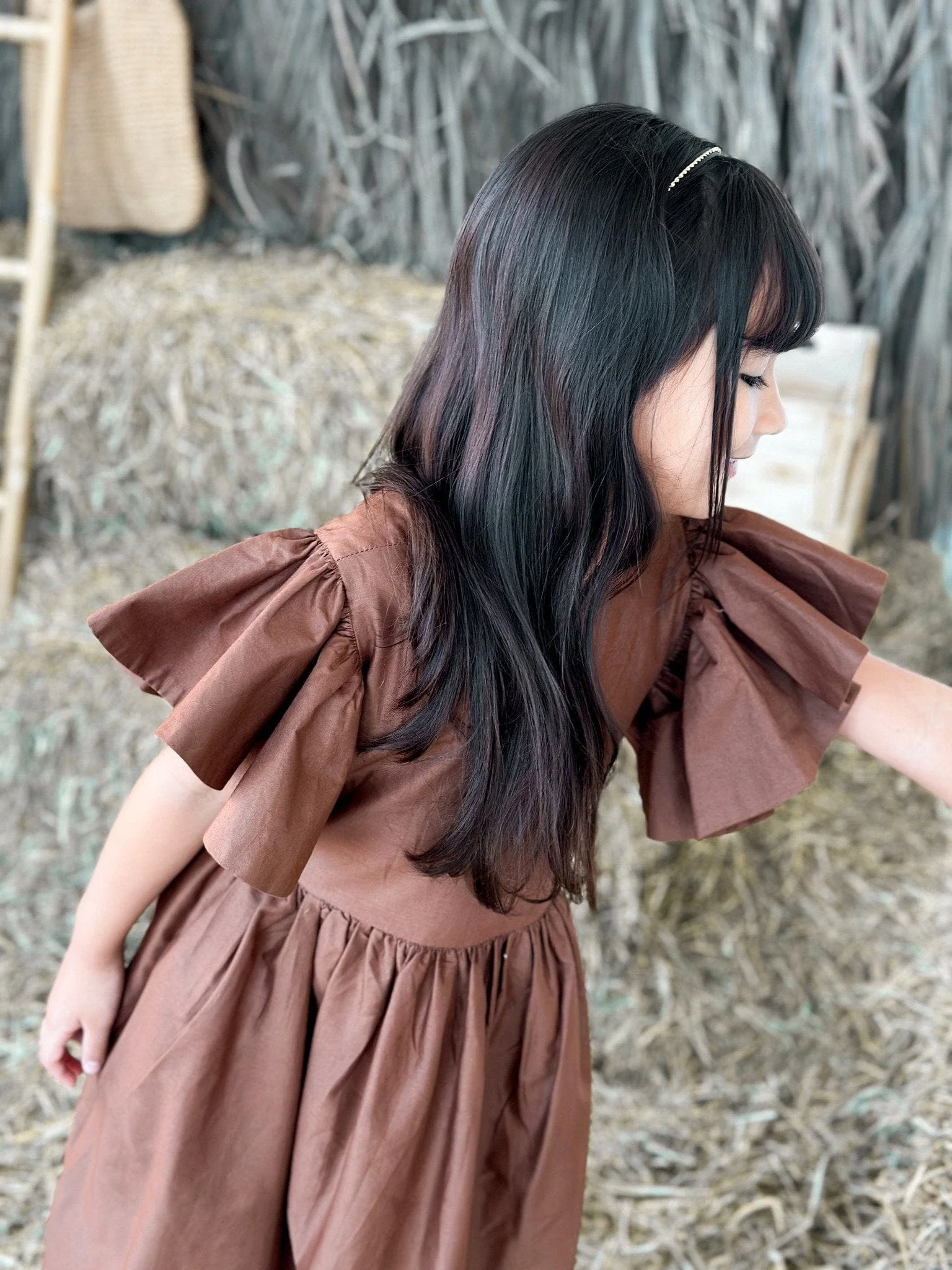 Mini Bronie Cotton Dress - Brown - Image 2